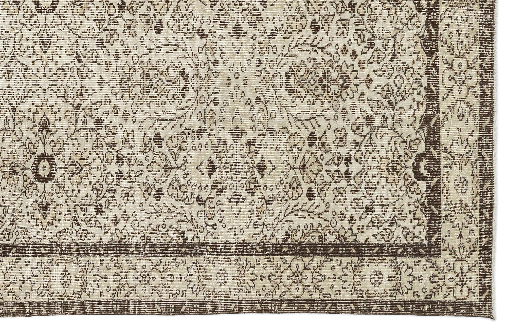 Atina Beige Vintage Wool Handmade Area Rug 5'9" x 9'9"
