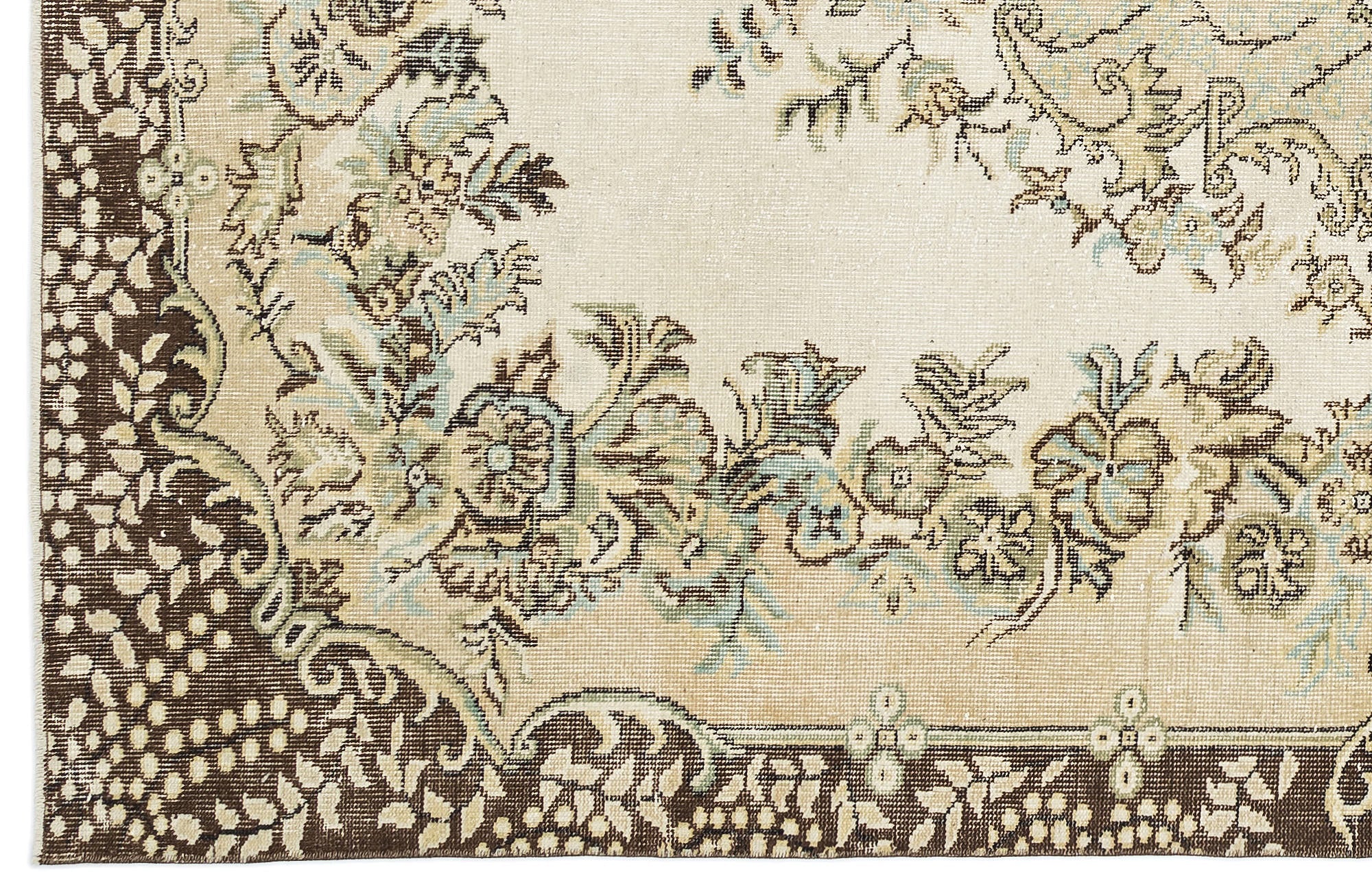 Atina 10013 Beige Vintage Wool Handmade Area Rug 5'9" x 9'9"