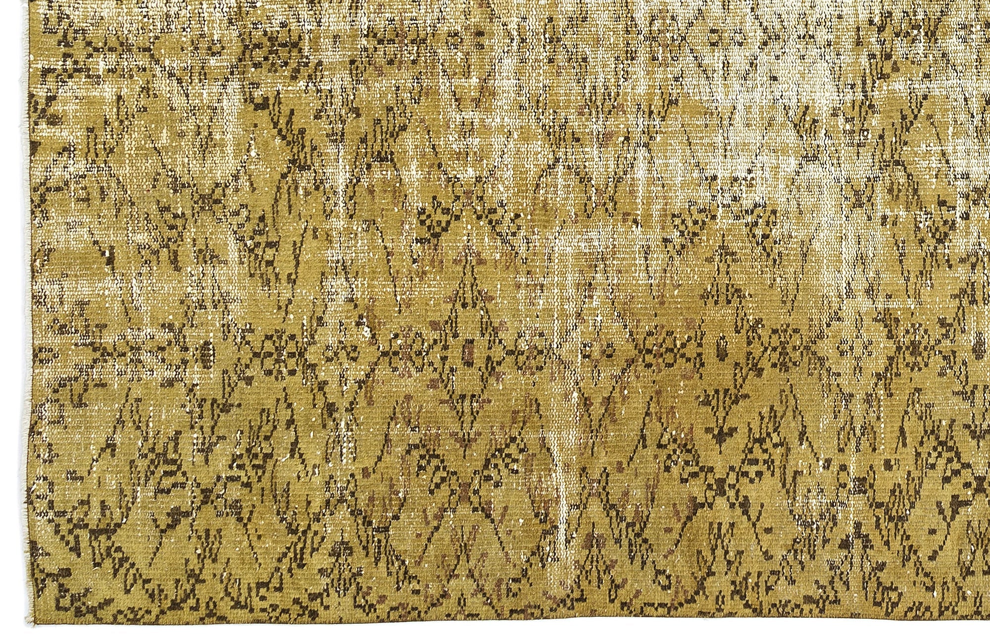 Atina Yellow Vintage Wool Handmade Area Rug 5'10" x 8'7"