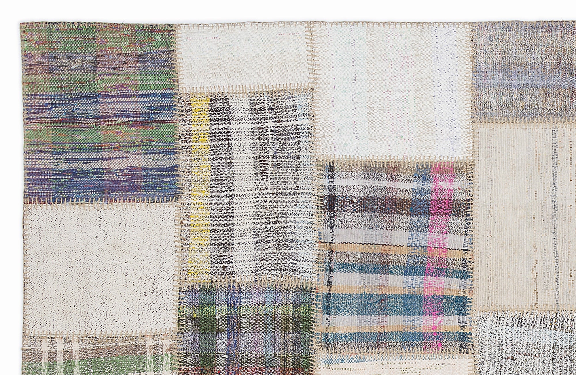 Teselya 1003 Beige Striped Wool Handmade Area Rug 5'3" x 7'7"