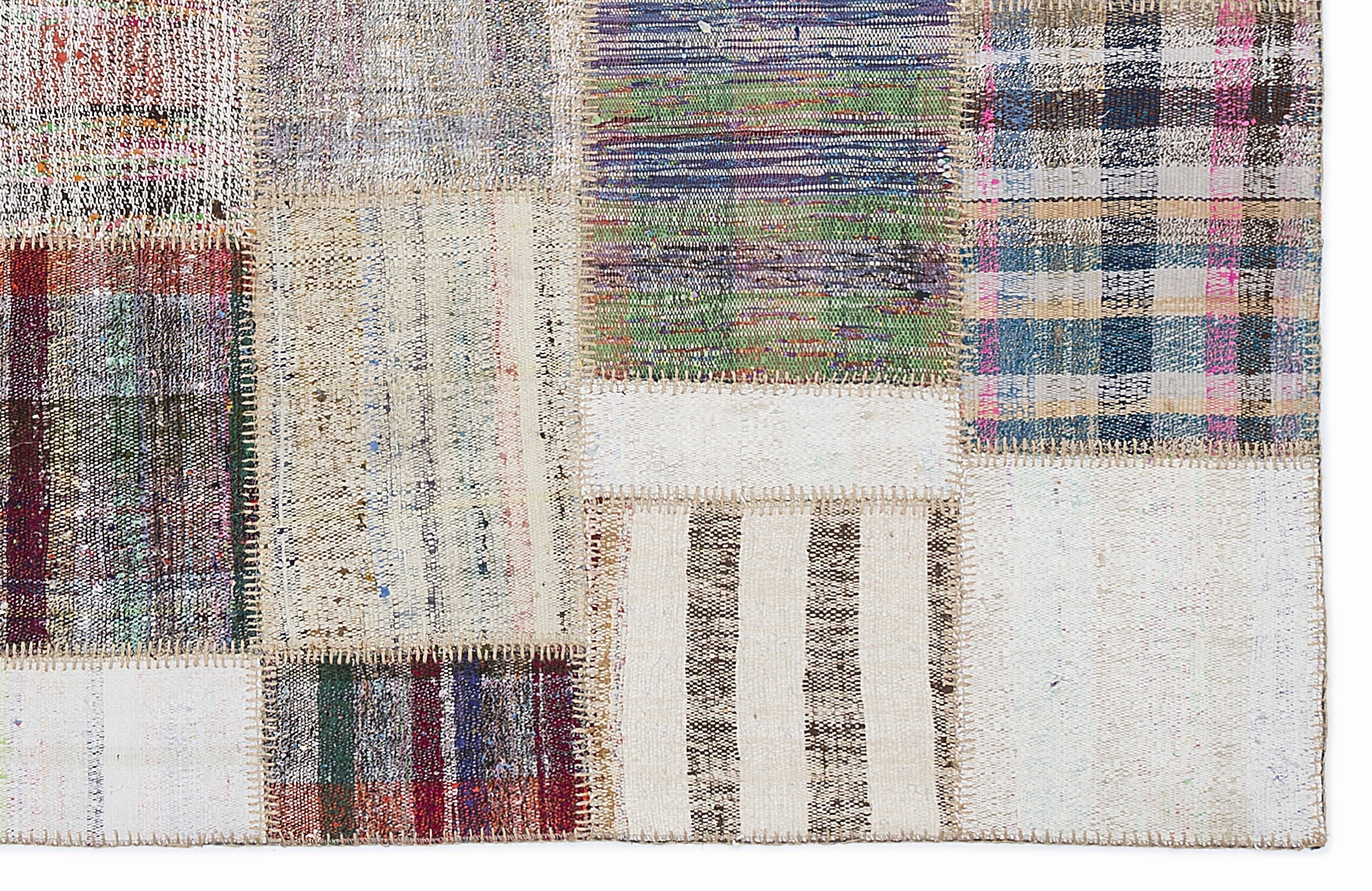 Teselya 1003 Beige Striped Wool Handmade Area Rug 5'3" x 7'7"