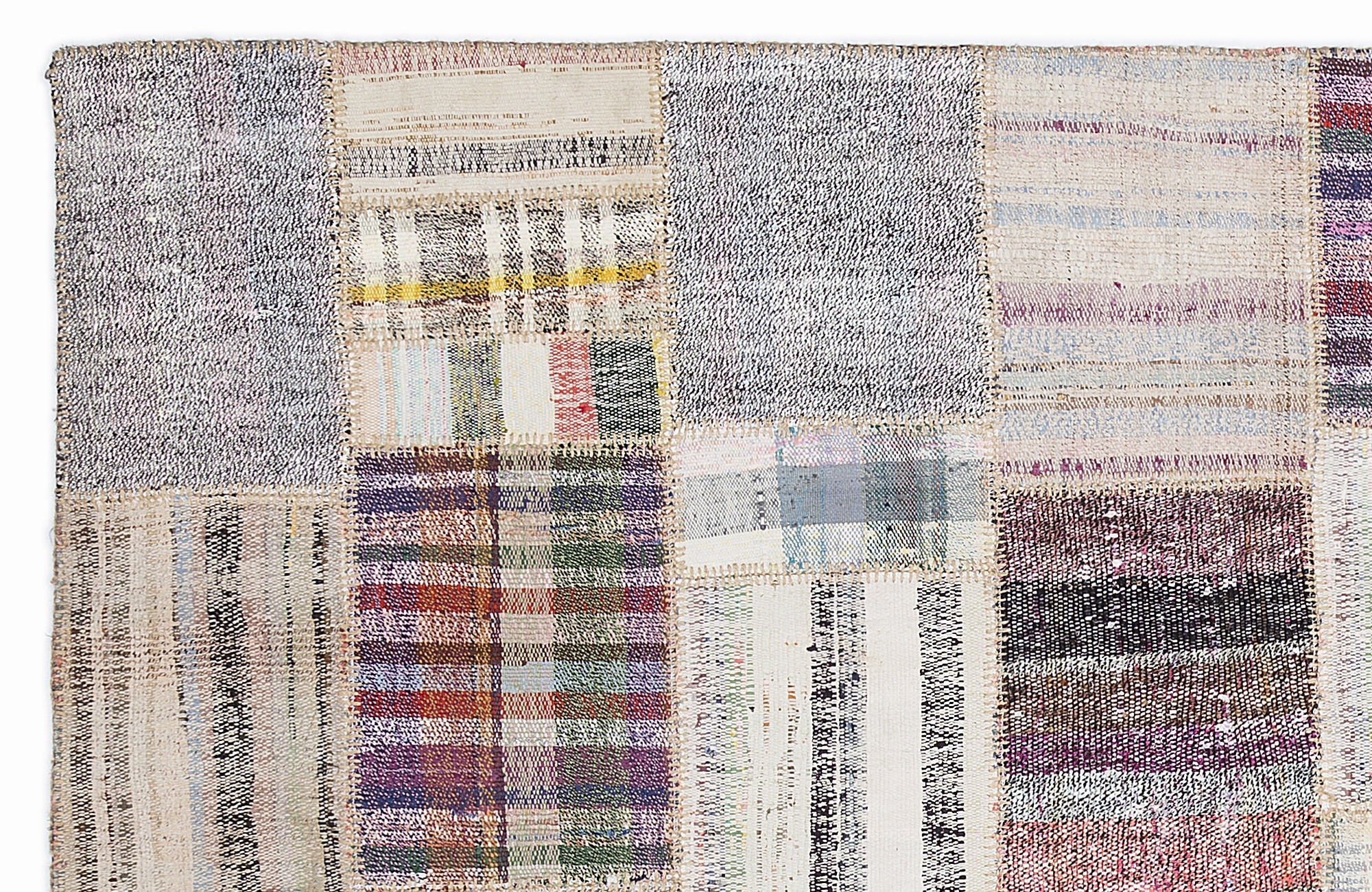 Teselya 1004 Beige Striped Wool Handmade Area Rug 5'3" x 7'7"