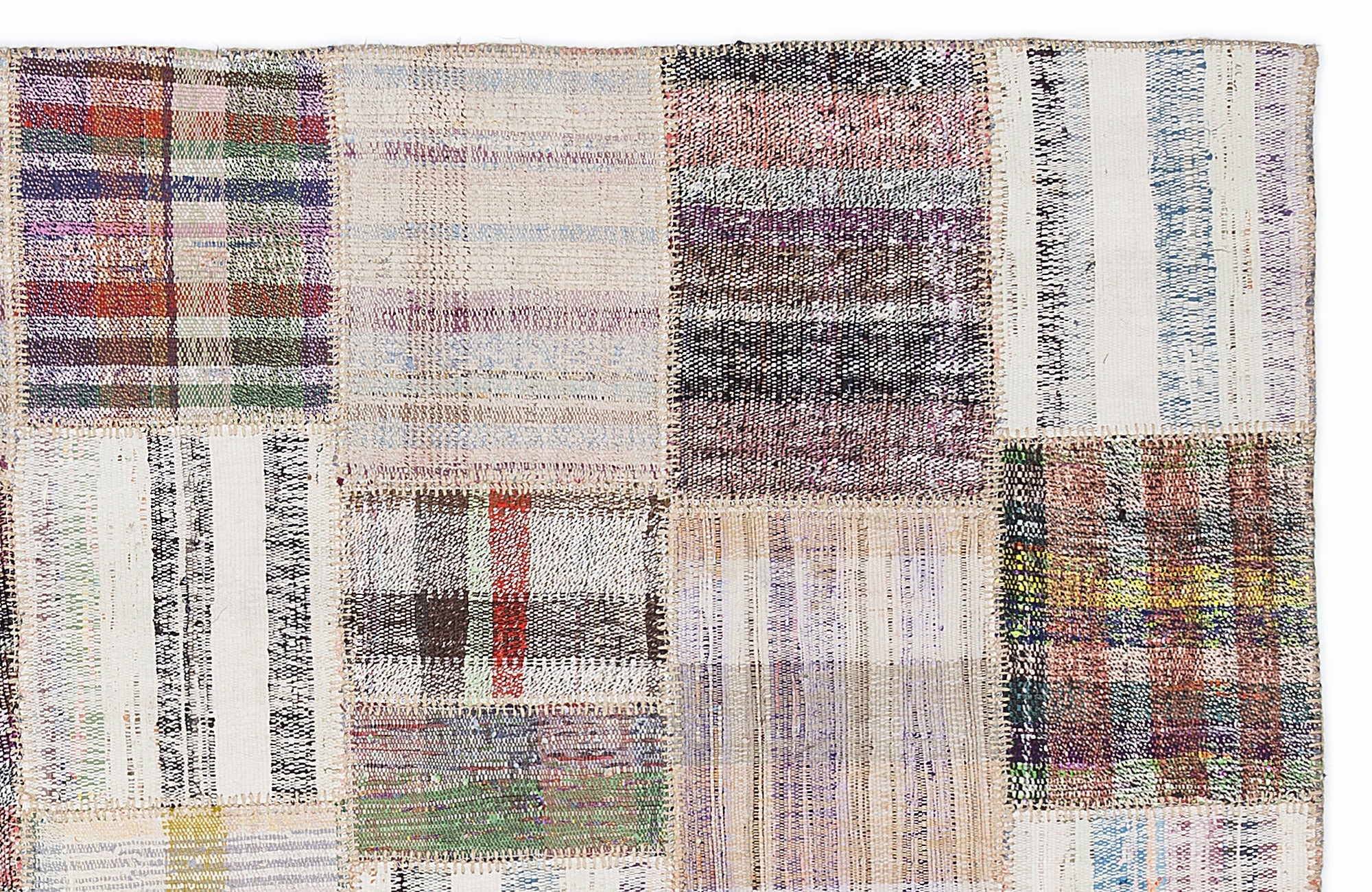 Teselya 1004 Beige Striped Wool Handmade Area Rug 5'3" x 7'7"