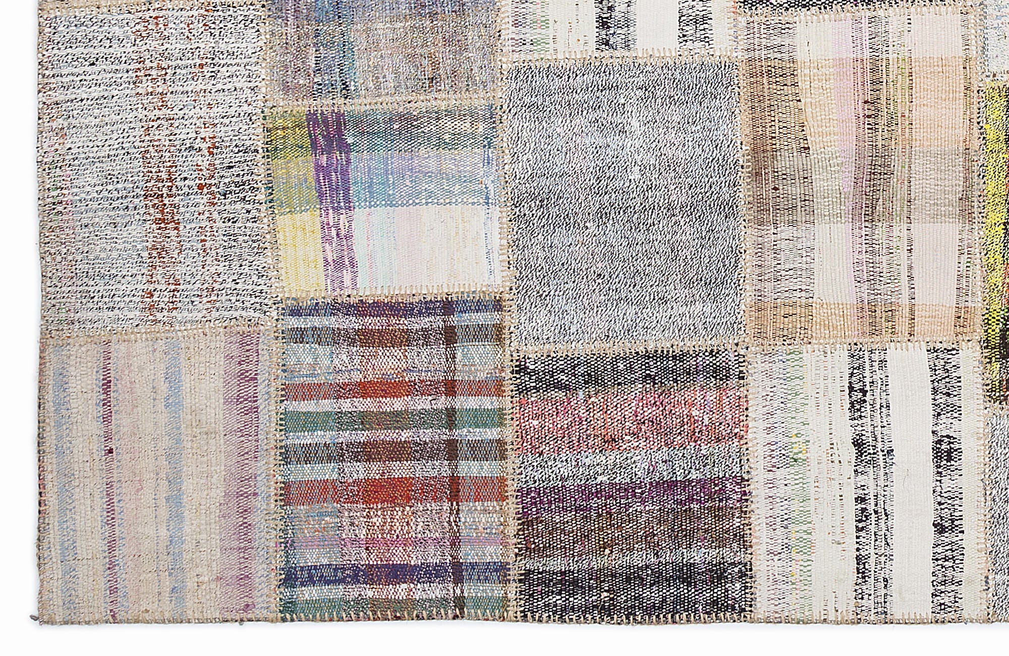 Teselya 1004 Beige Striped Wool Handmade Area Rug 5'3" x 7'7"