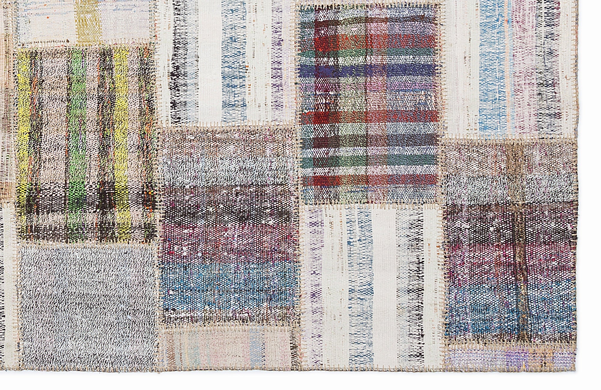 Teselya 1004 Beige Striped Wool Handmade Area Rug 5'3" x 7'7"