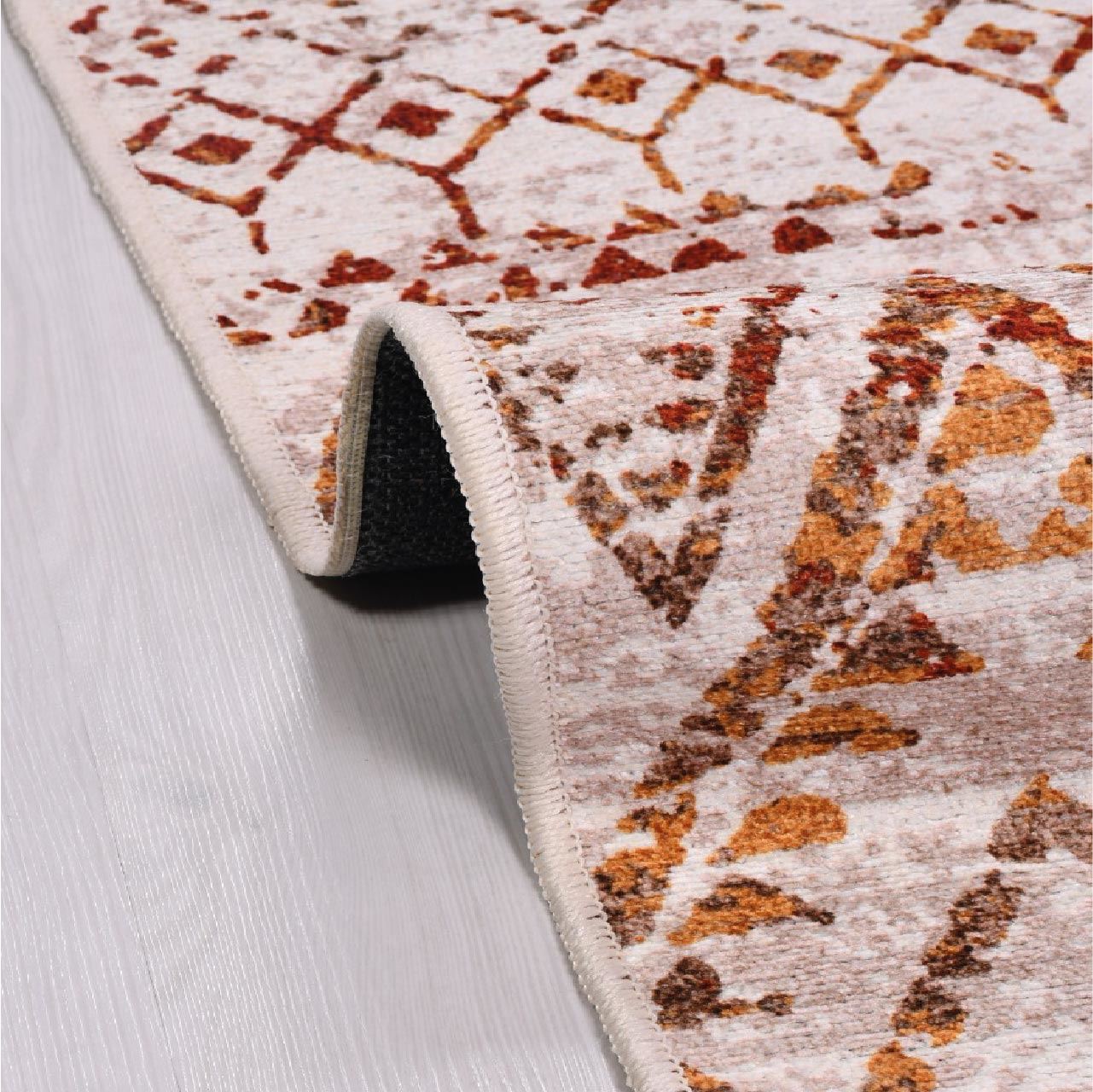 Natural Latex Rug - Geometric Chenille Cotton Woven Base Non Slip Carpet