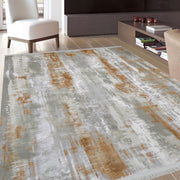 Modern Area Rug - Machine Made Grey Cotton Pile Rug with Laser Cut Edges