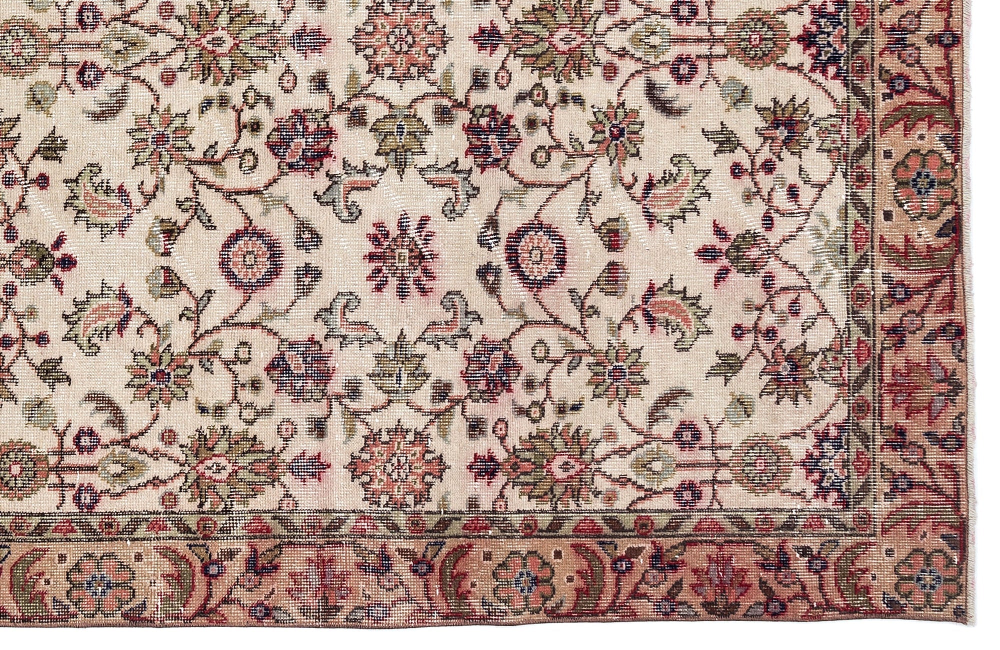 Atina Beige Vintage Wool Handmade Area Rug 5'3" x 9'4"