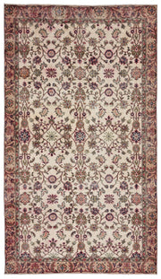 Atina Beige Vintage Wool Handmade Area Rug 5'3" x 9'4"