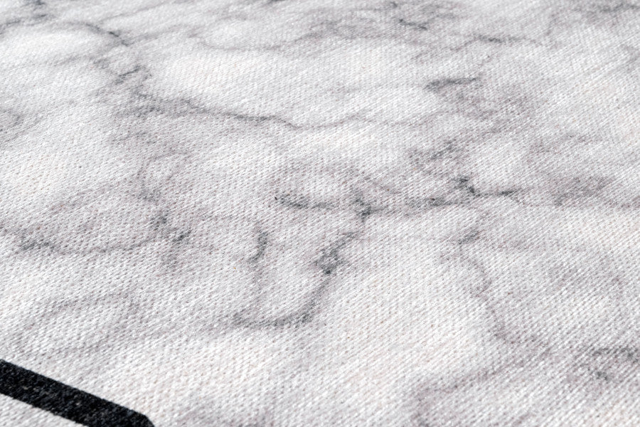 Grey Marble Area Rug – Digital Print Cotton Chenille Carpet for Living Room