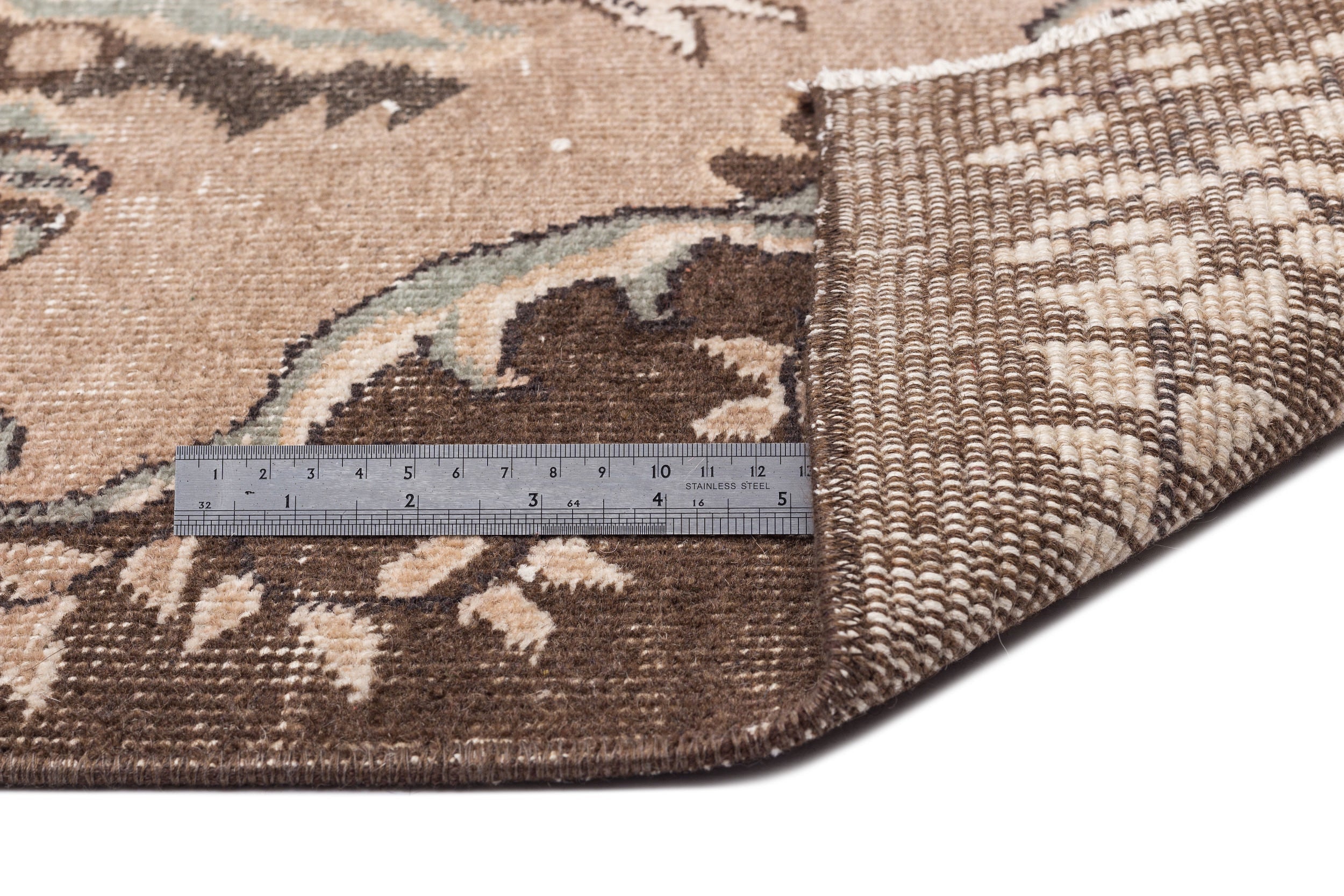 Atina Brown Vintage Wool Handmade Area Rug 5'8" x 9'1"