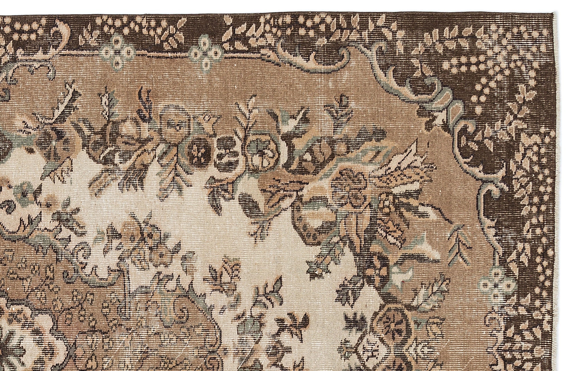 Atina Brown Vintage Wool Handmade Area Rug 5'8" x 9'1"