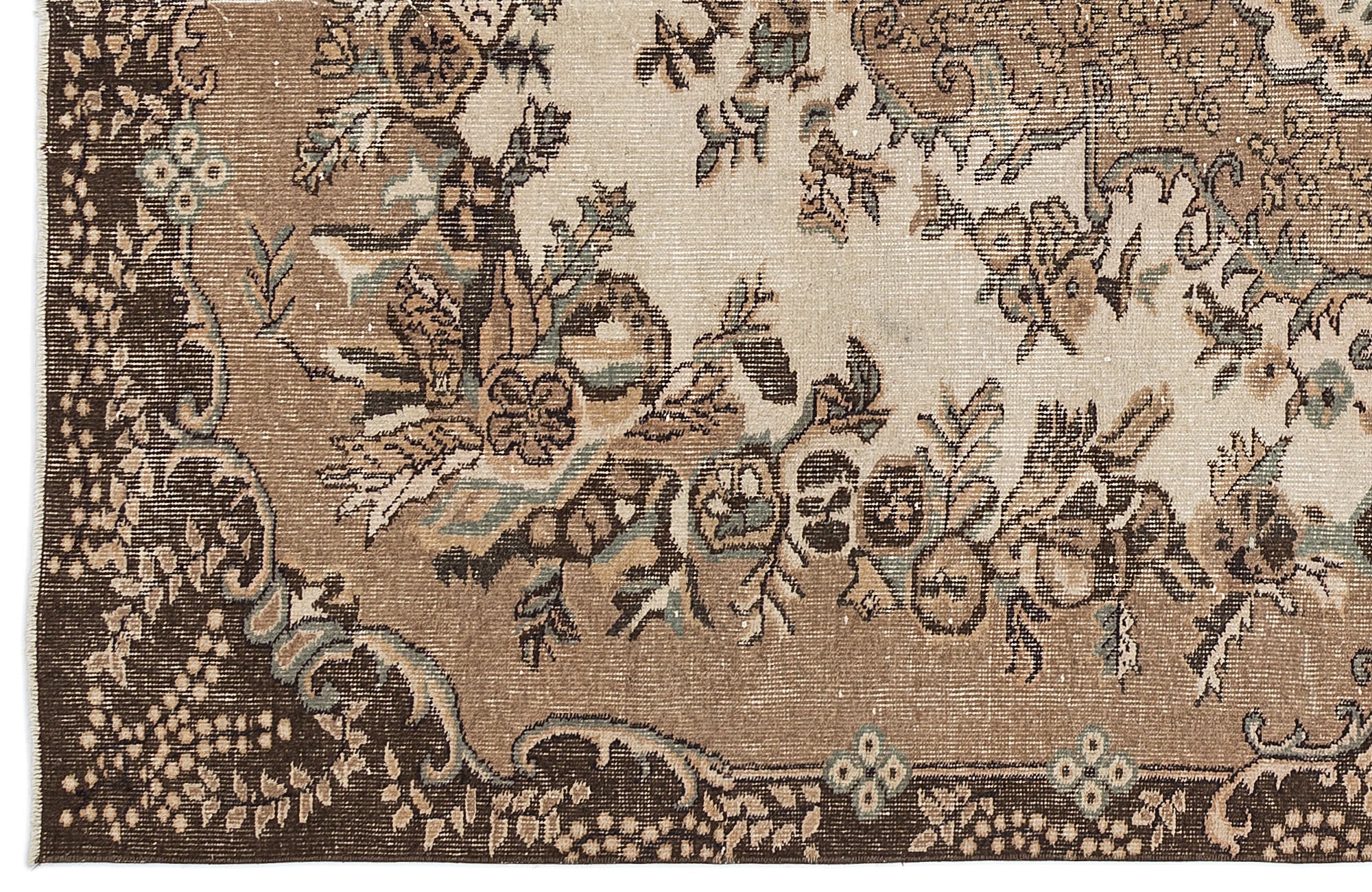 Atina Brown Vintage Wool Handmade Area Rug 5'8" x 9'1"