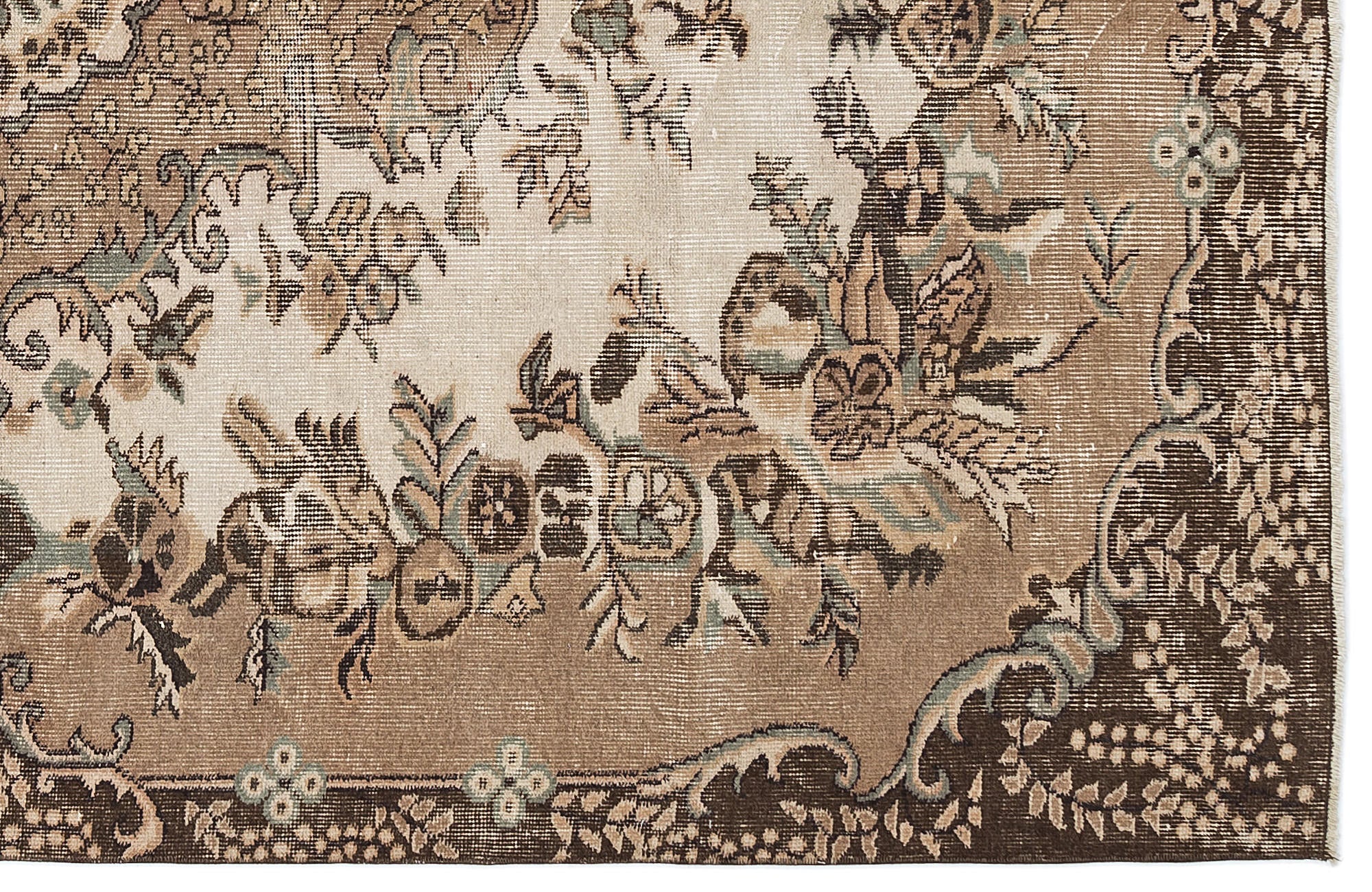 Atina Brown Vintage Wool Handmade Area Rug 5'8" x 9'1"