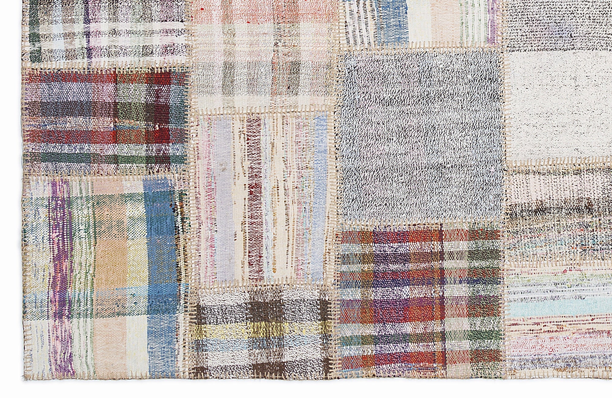 Teselya 1010 Beige Striped Wool Handmade Area Rug 5'3" x 7'7"