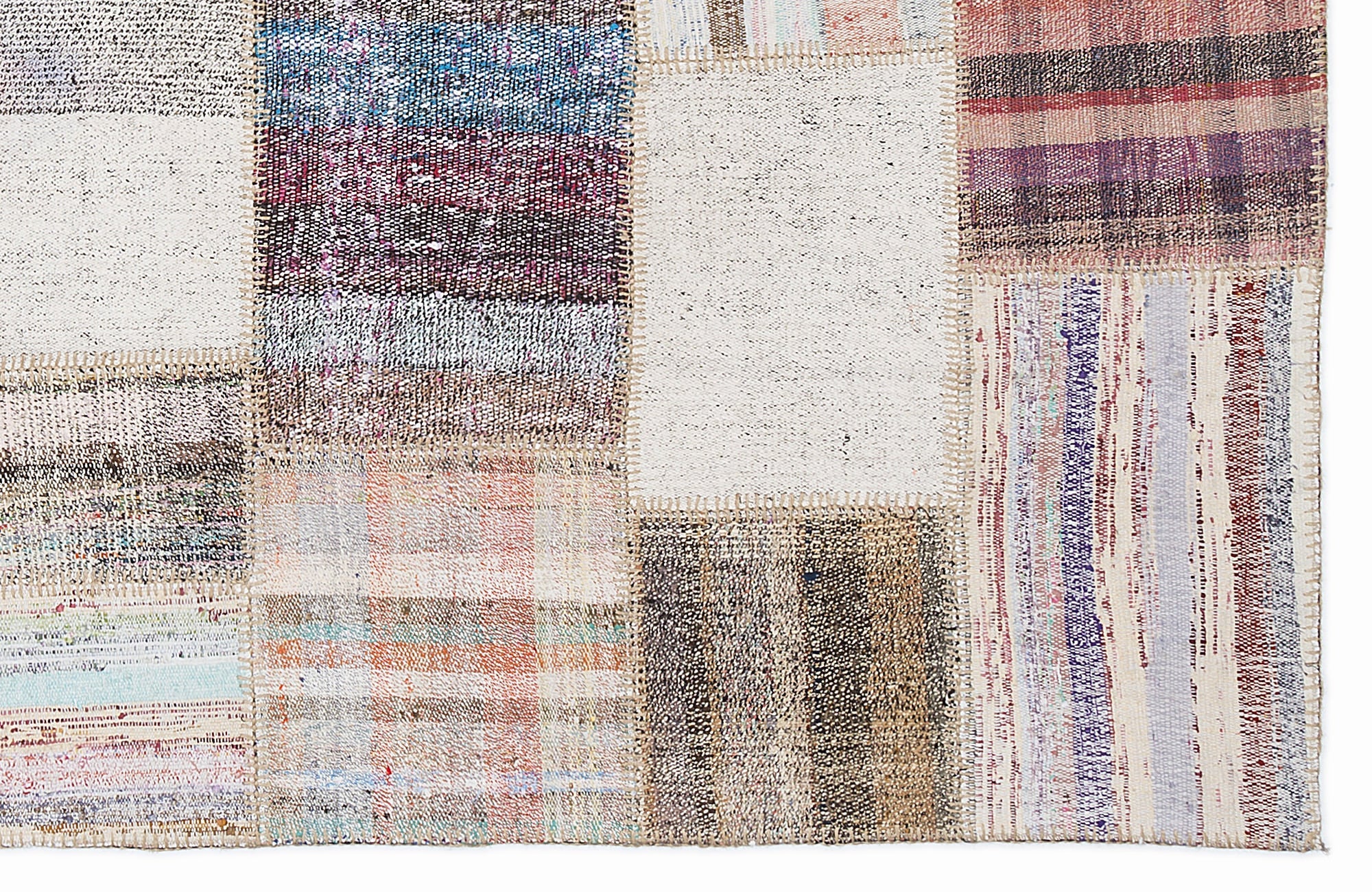 Teselya 1010 Beige Striped Wool Handmade Area Rug 5'3" x 7'7"