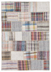 Teselya 1010 Beige Striped Wool Handmade Area Rug 5'3" x 7'7"