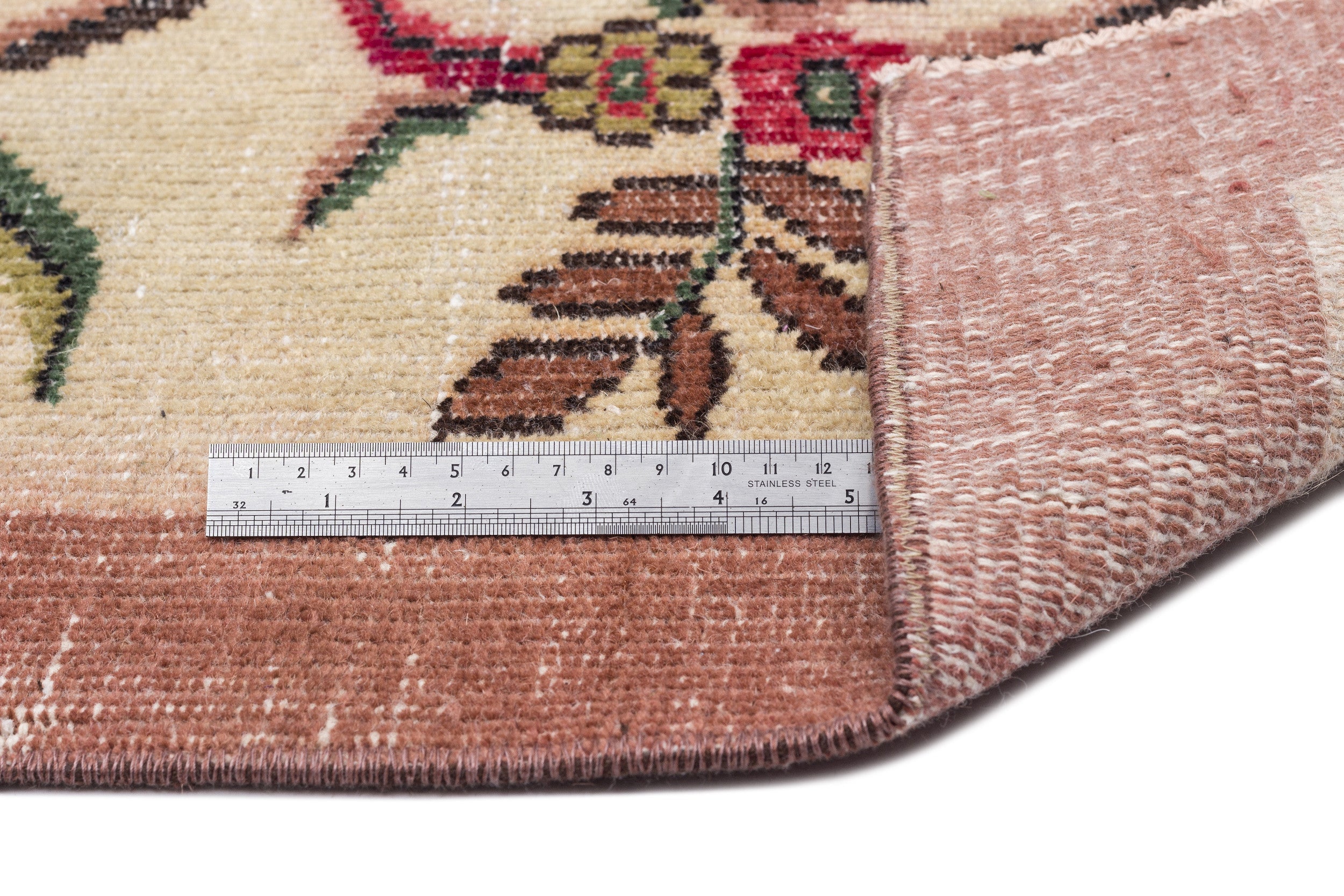Atina Cream Vintage Wool Handmade Area Rug 5'11" x 8'10"