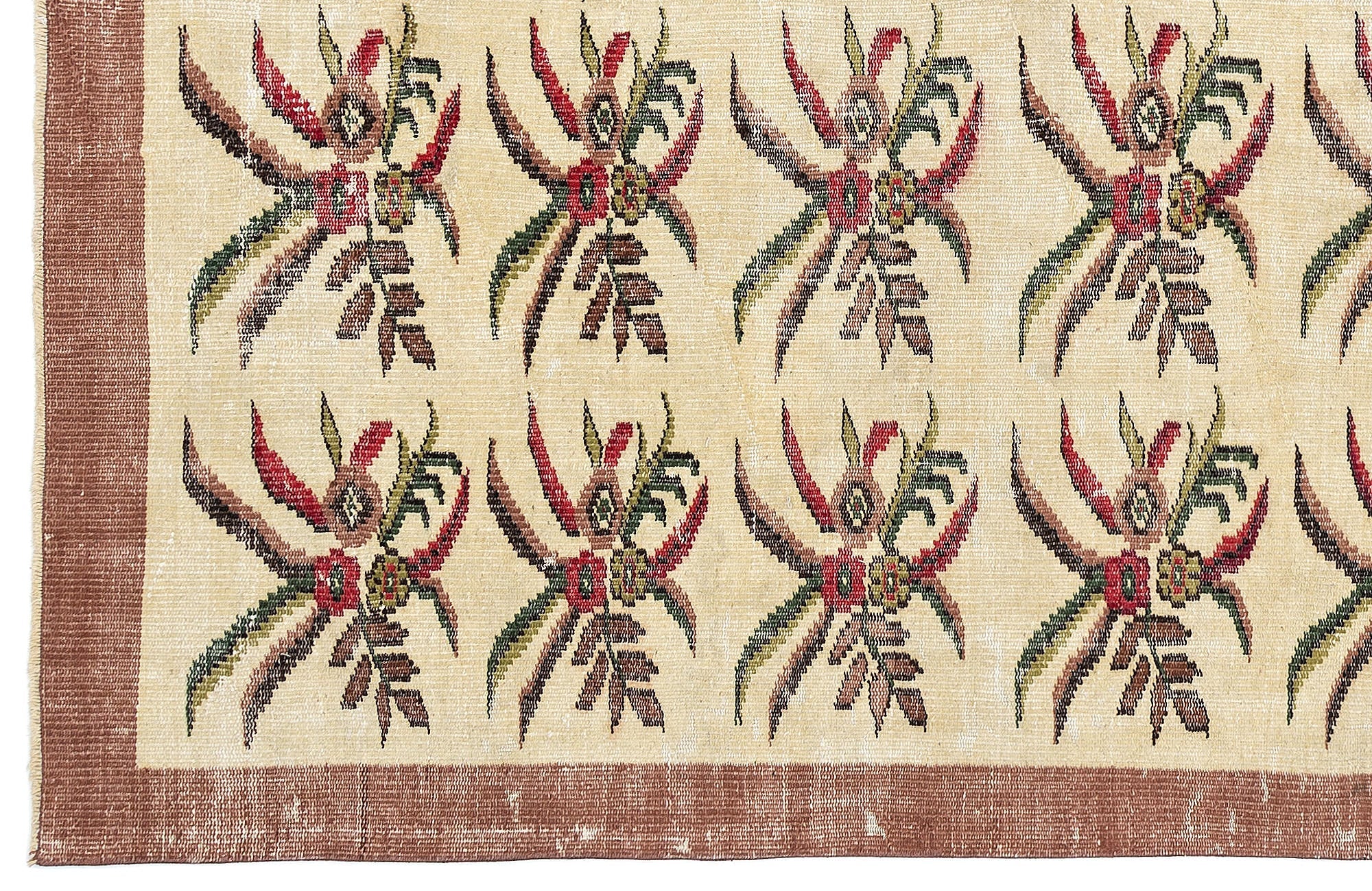 Atina Cream Vintage Wool Handmade Area Rug 5'11" x 8'10"