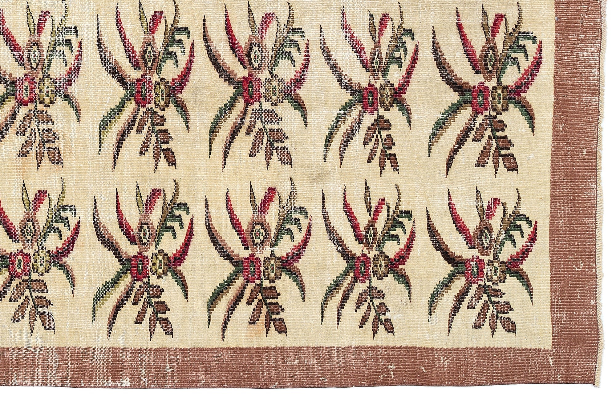 Atina Cream Vintage Wool Handmade Area Rug 5'11" x 8'10"