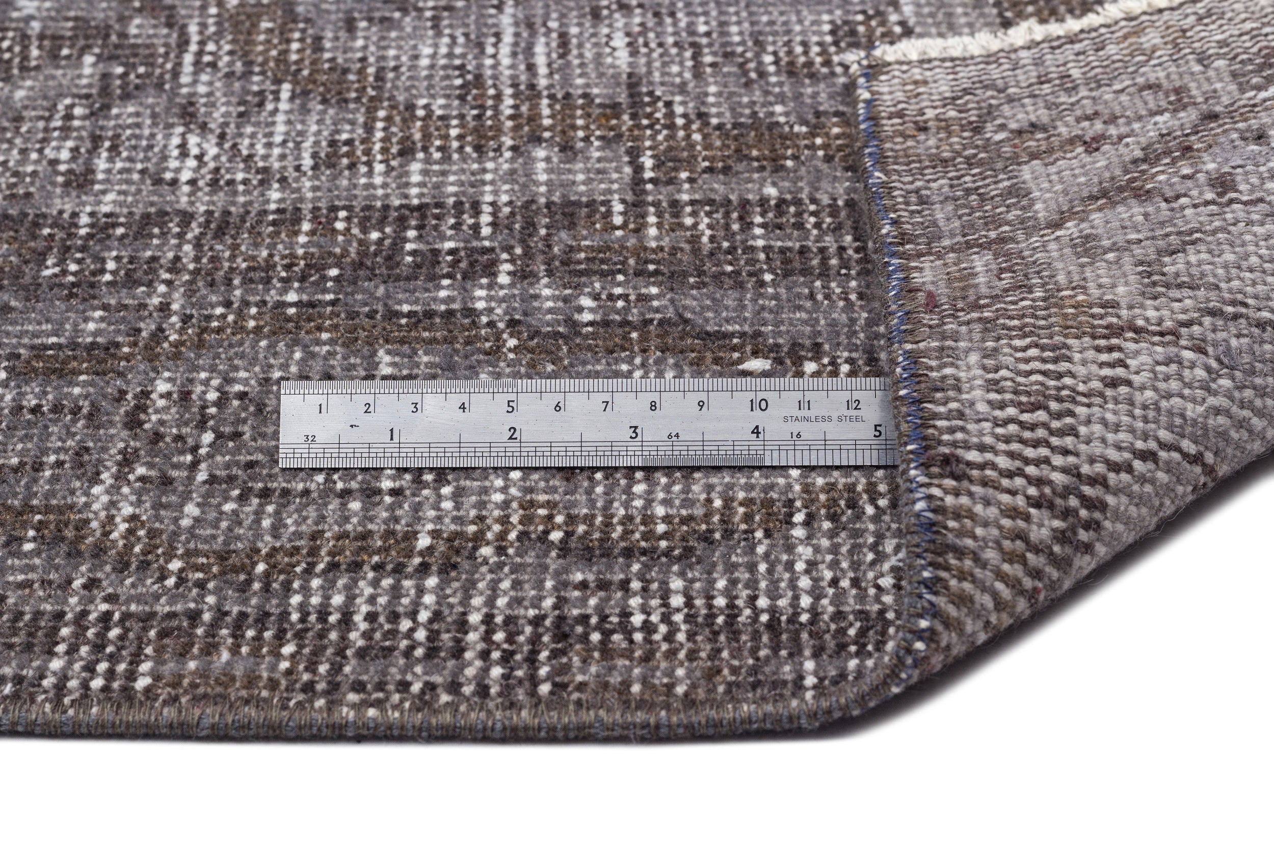 Atina Grey Vintage Wool Handmade Area Rug 5'5" x 9'7"