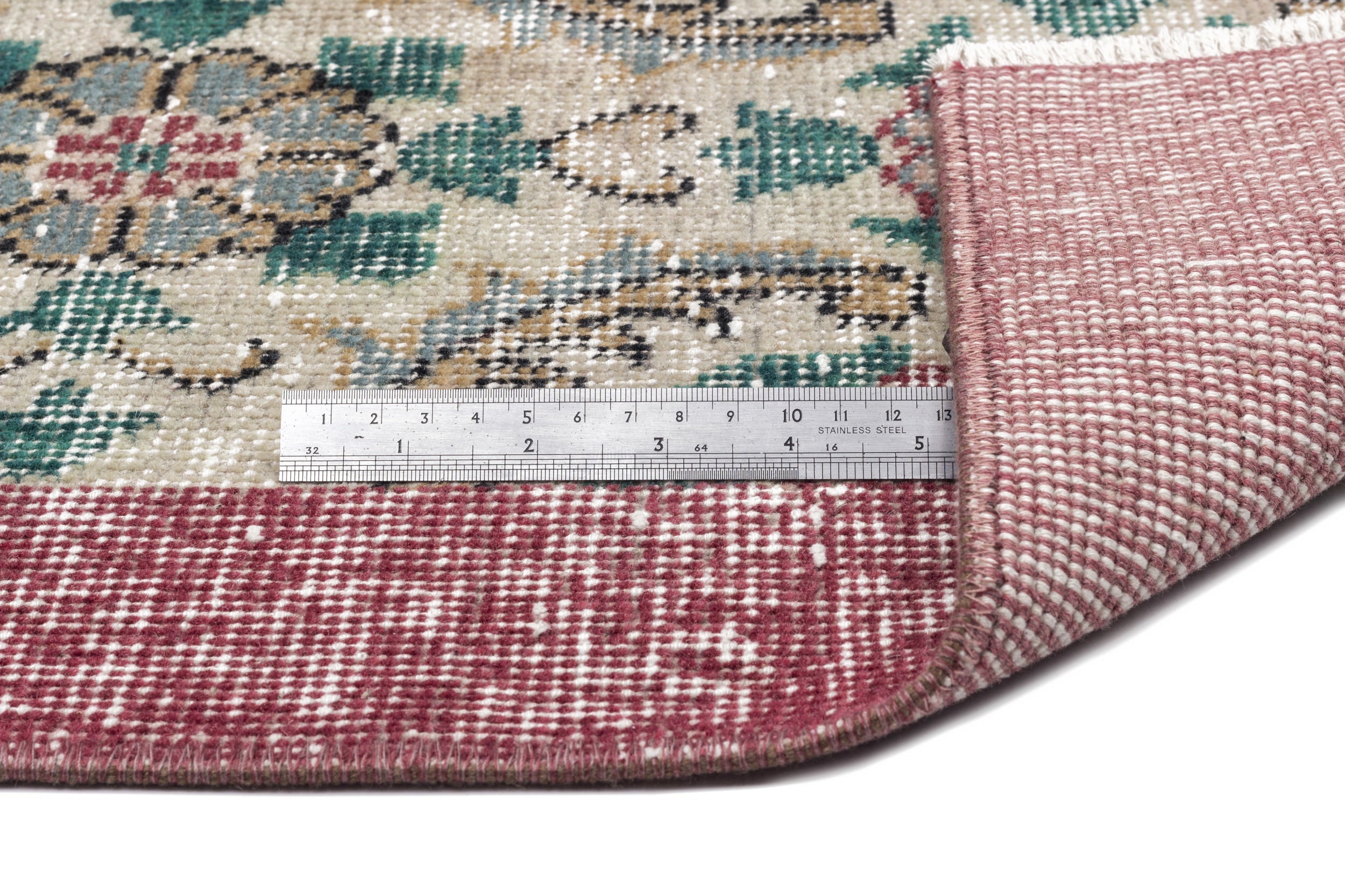 Atina Cream Vintage Wool Handmade Area Rug 5'11" x 9'8"