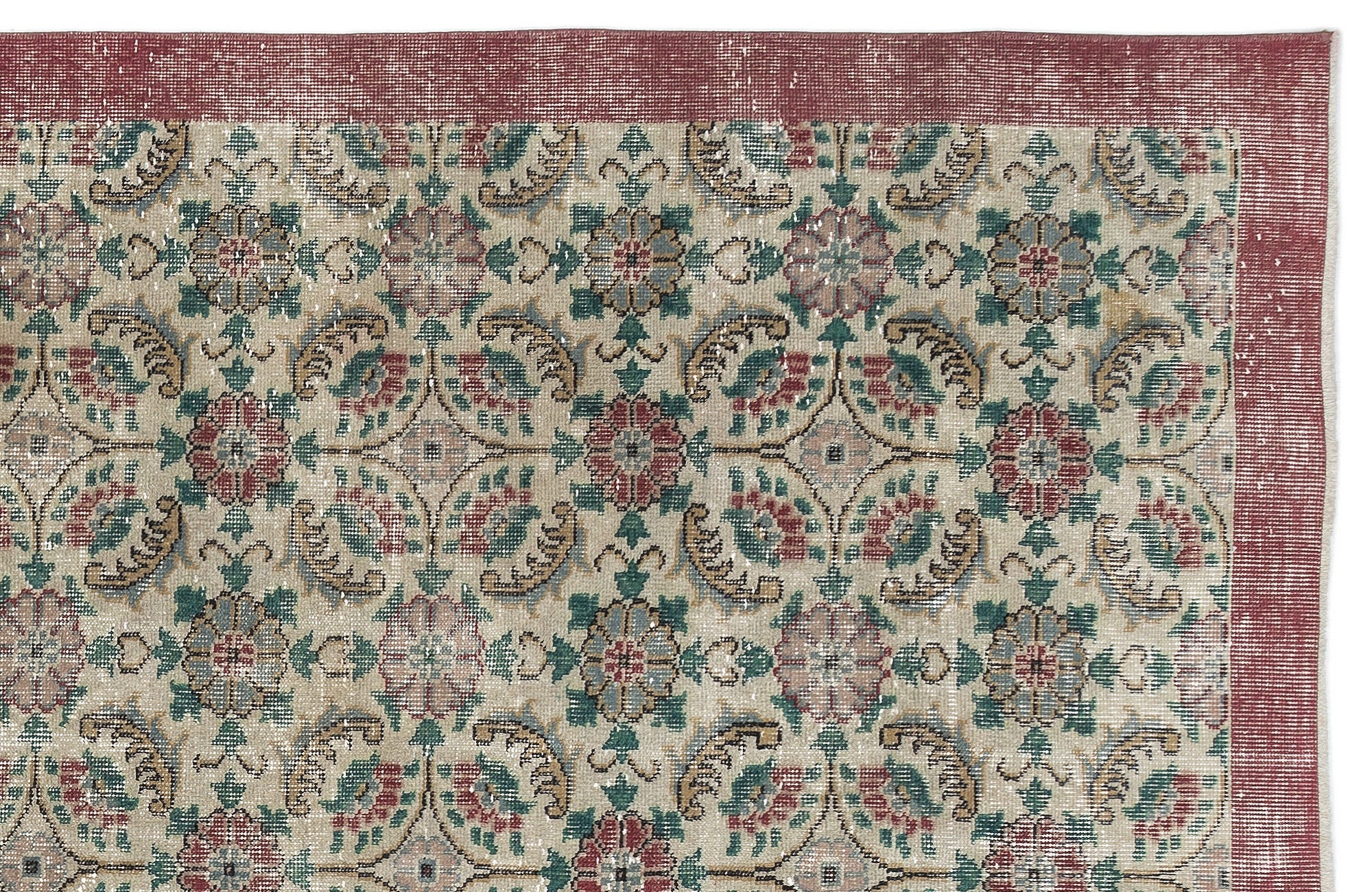 Atina Cream Vintage Wool Handmade Area Rug 5'11" x 9'8"