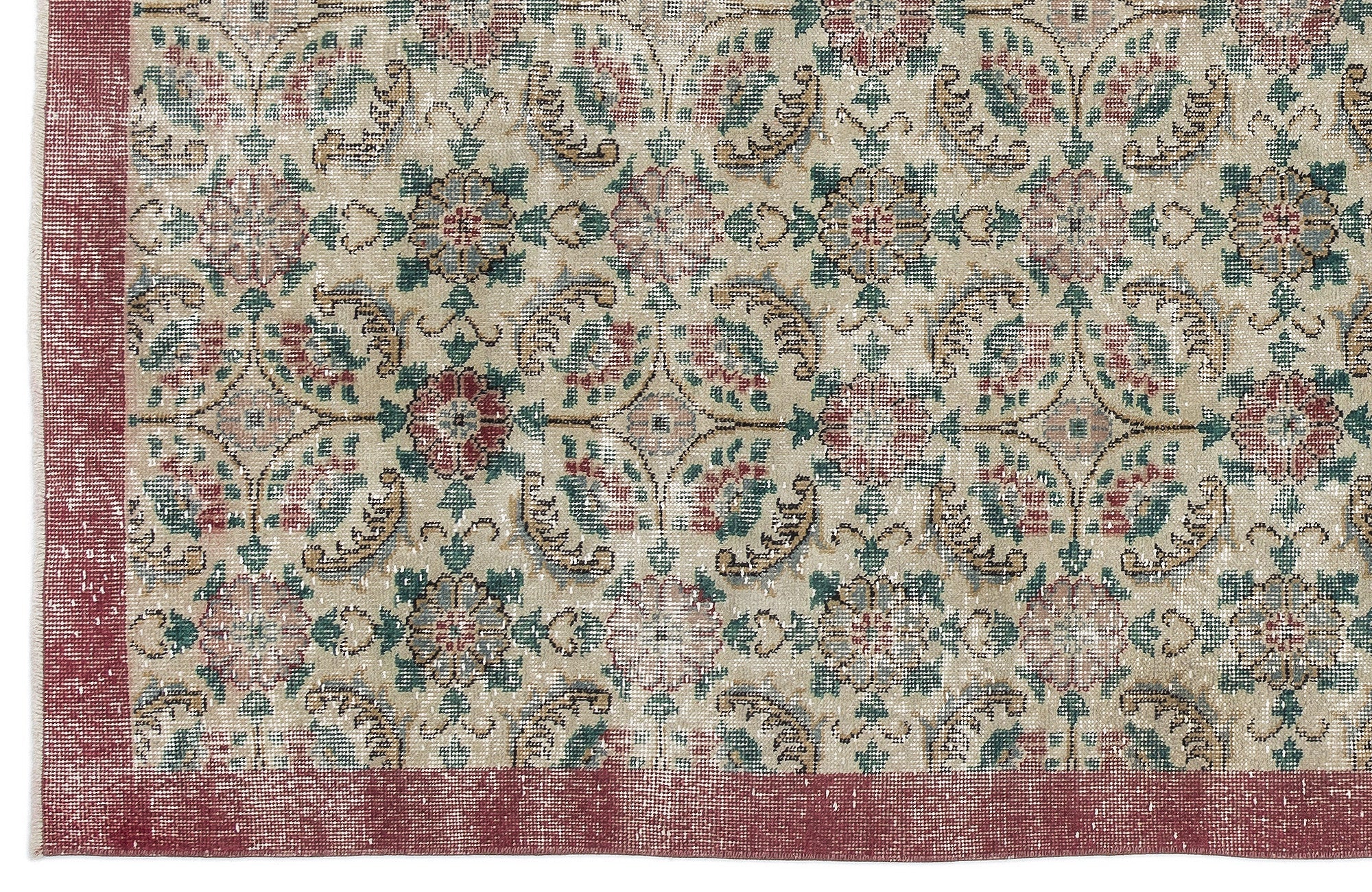 Atina Cream Vintage Wool Handmade Area Rug 5'11" x 9'8"