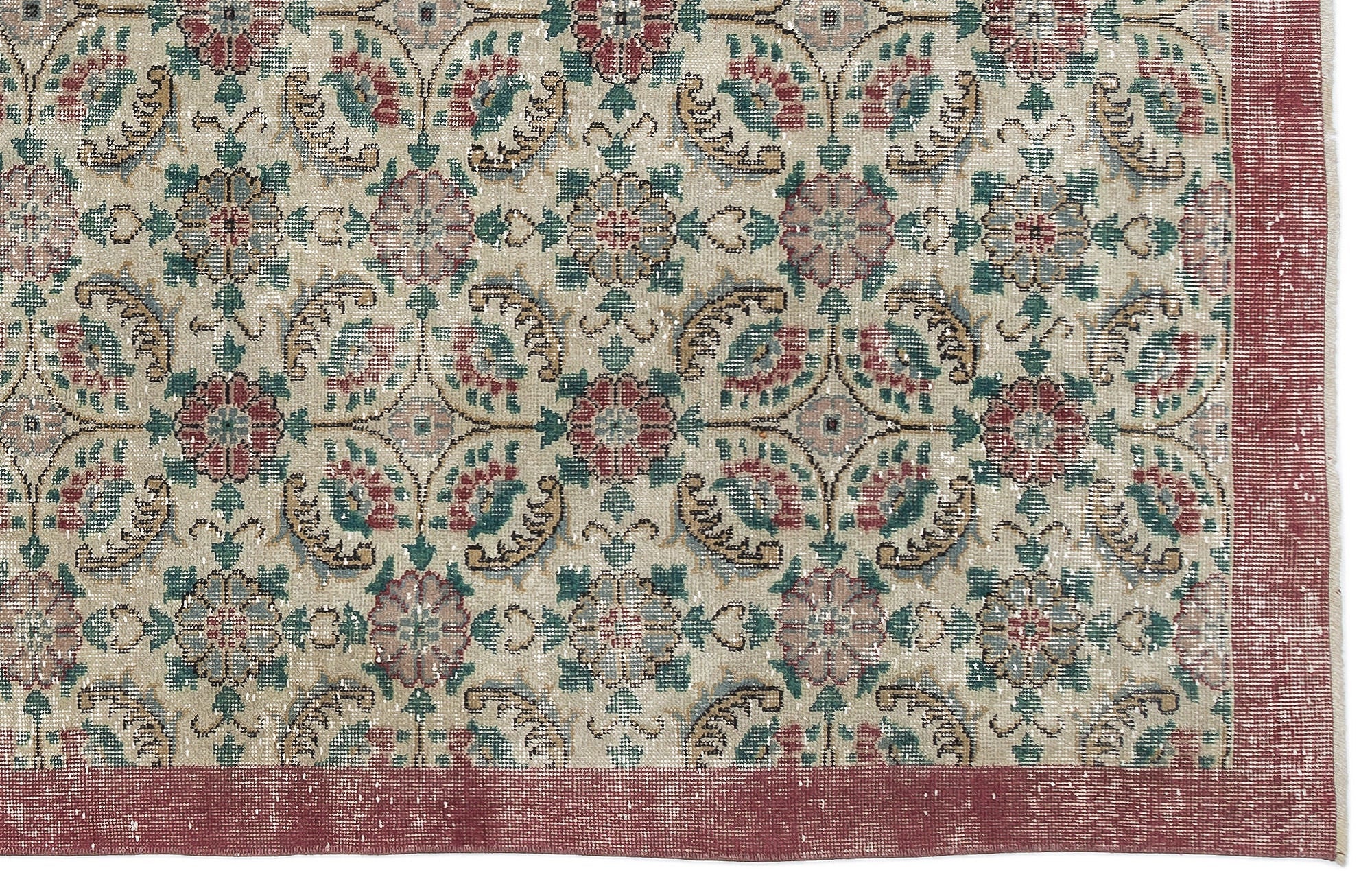Atina Cream Vintage Wool Handmade Area Rug 5'11" x 9'8"