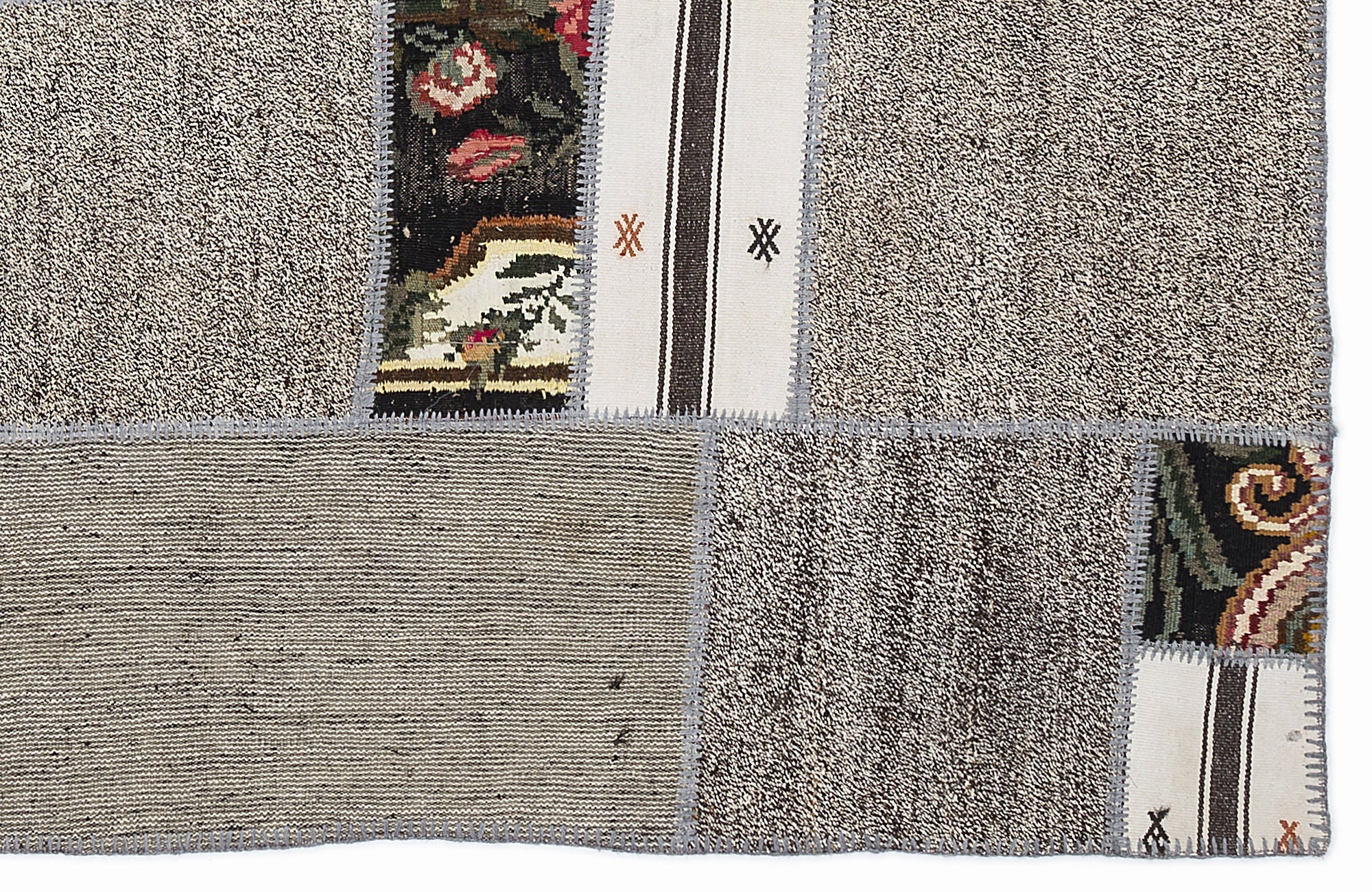 Teselya 1015 White Floral Wool Handmade Area Rug 5'3" x 7'7"