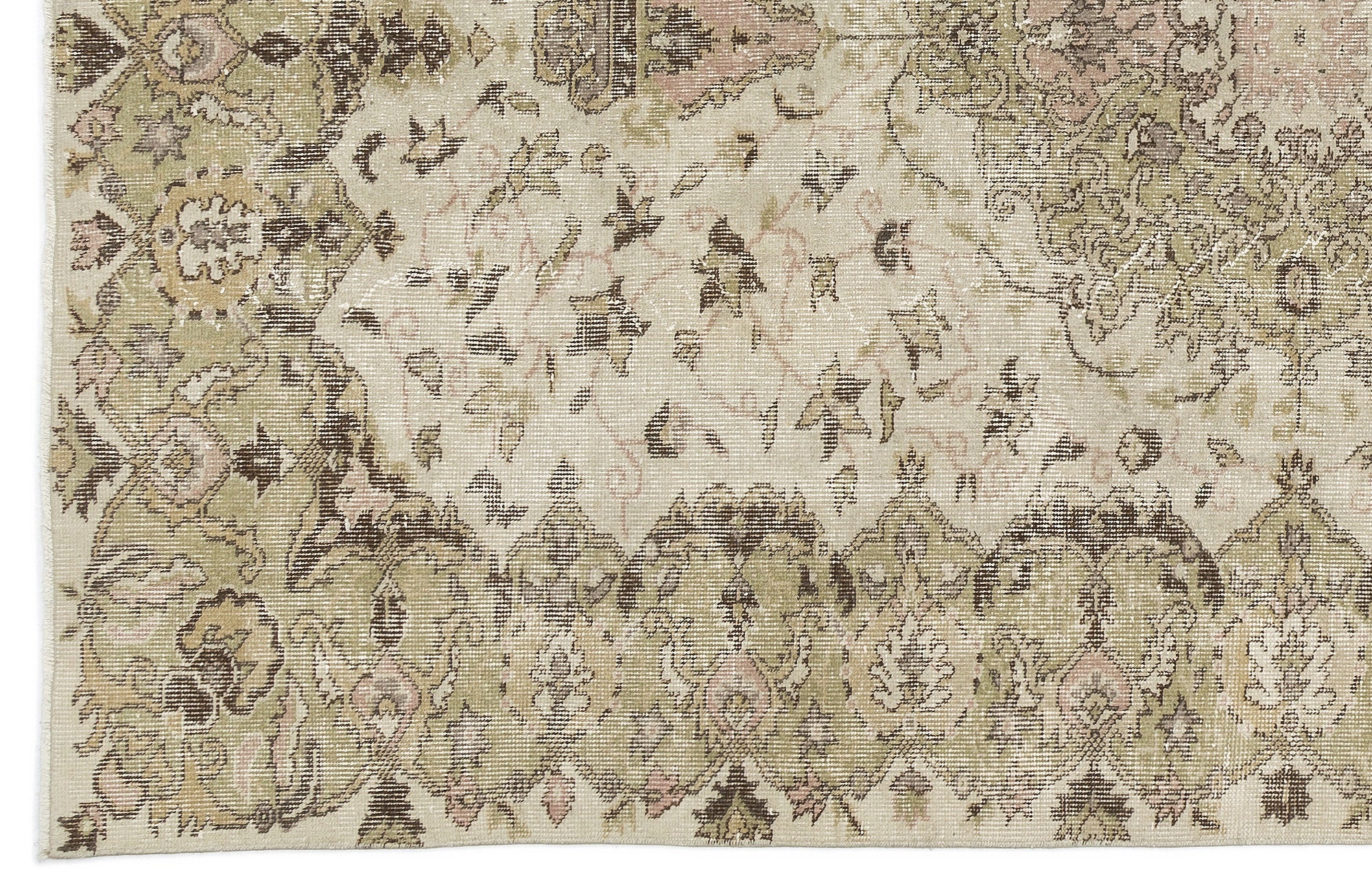 Atina Beige Vintage Wool Handmade Area Rug 5'9" x 9'0"