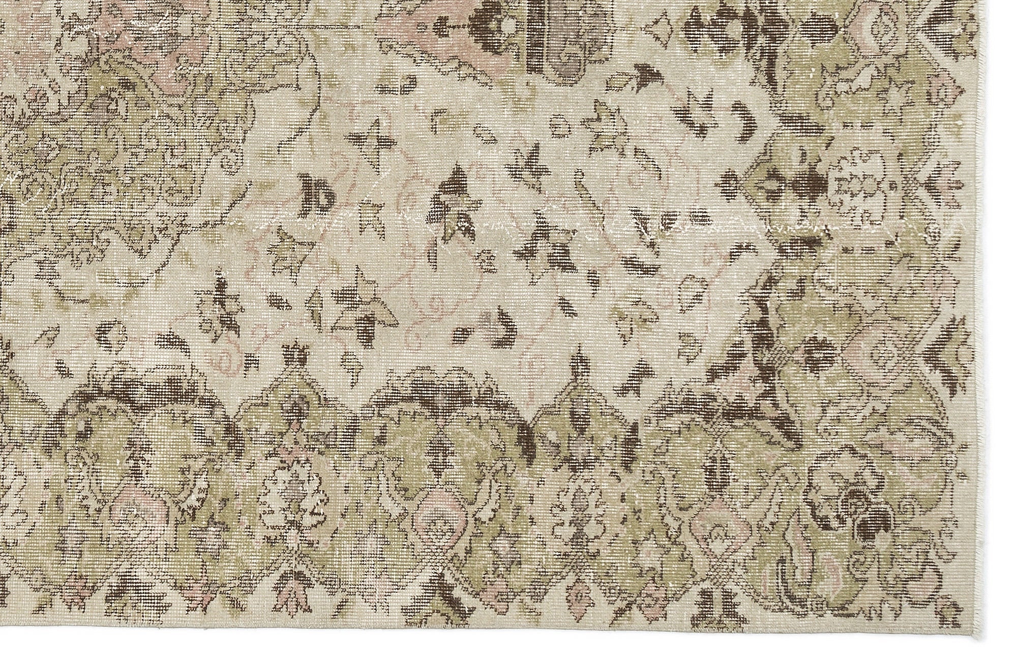 Atina Beige Vintage Wool Handmade Area Rug 5'9" x 9'0"