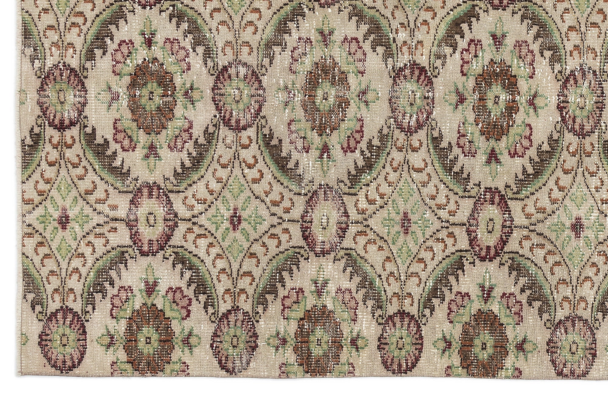 Atina Cream Vintage Wool Handmade Area Rug 4'6" x 8'3"
