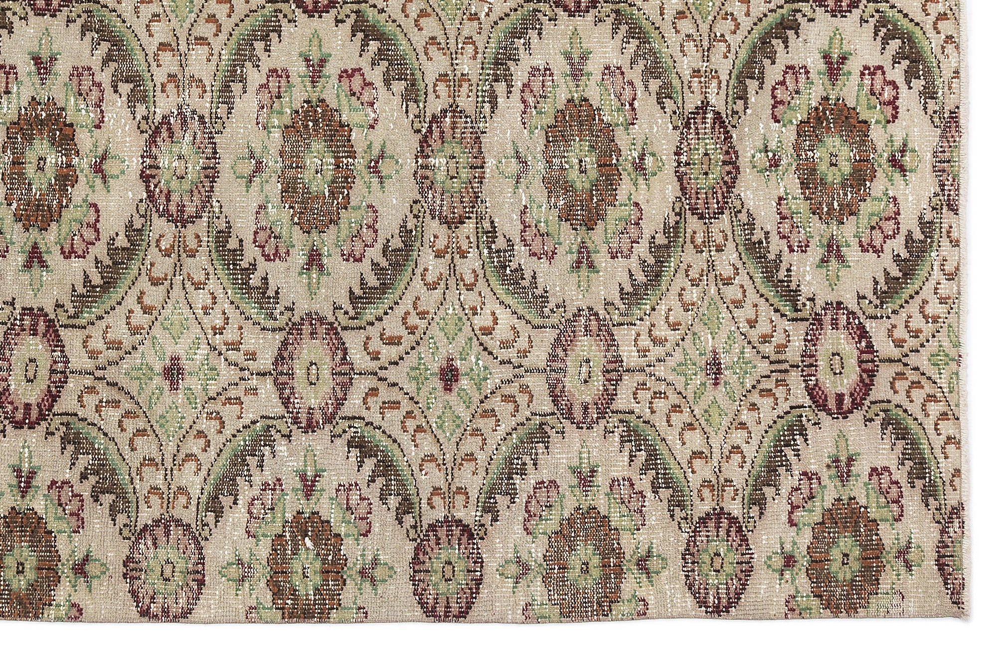 Atina Cream Vintage Wool Handmade Area Rug 4'6" x 8'3"