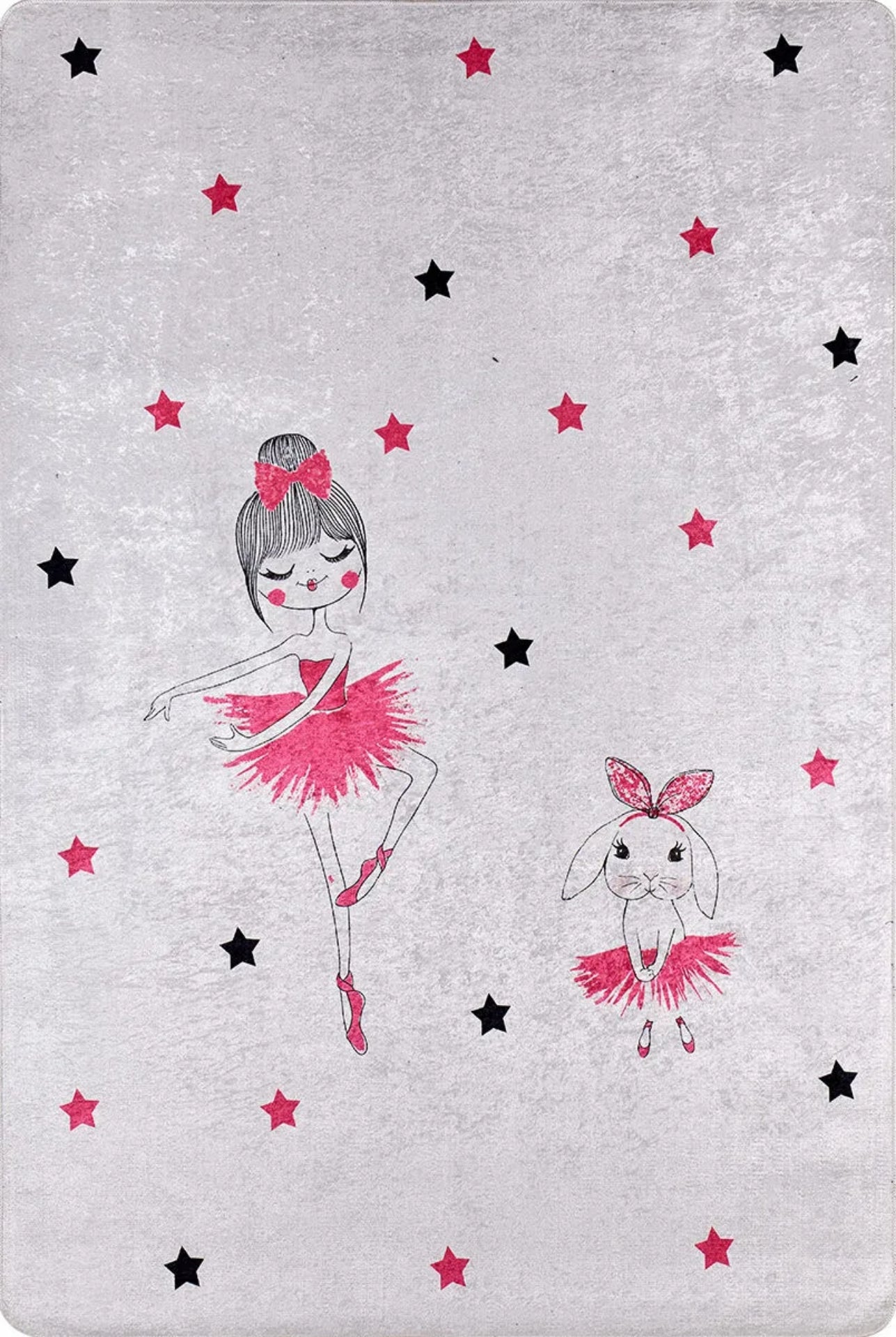 Kids Digital Print Rug – Valensiya Grey Figured Non Slip Children's Area Rug