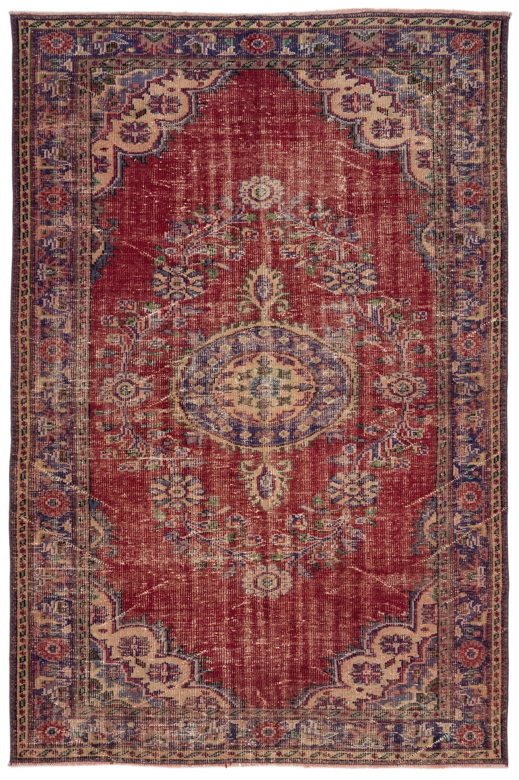 Atina Red Classic Wool Handmade Area Rug 6'2" x 9'0"