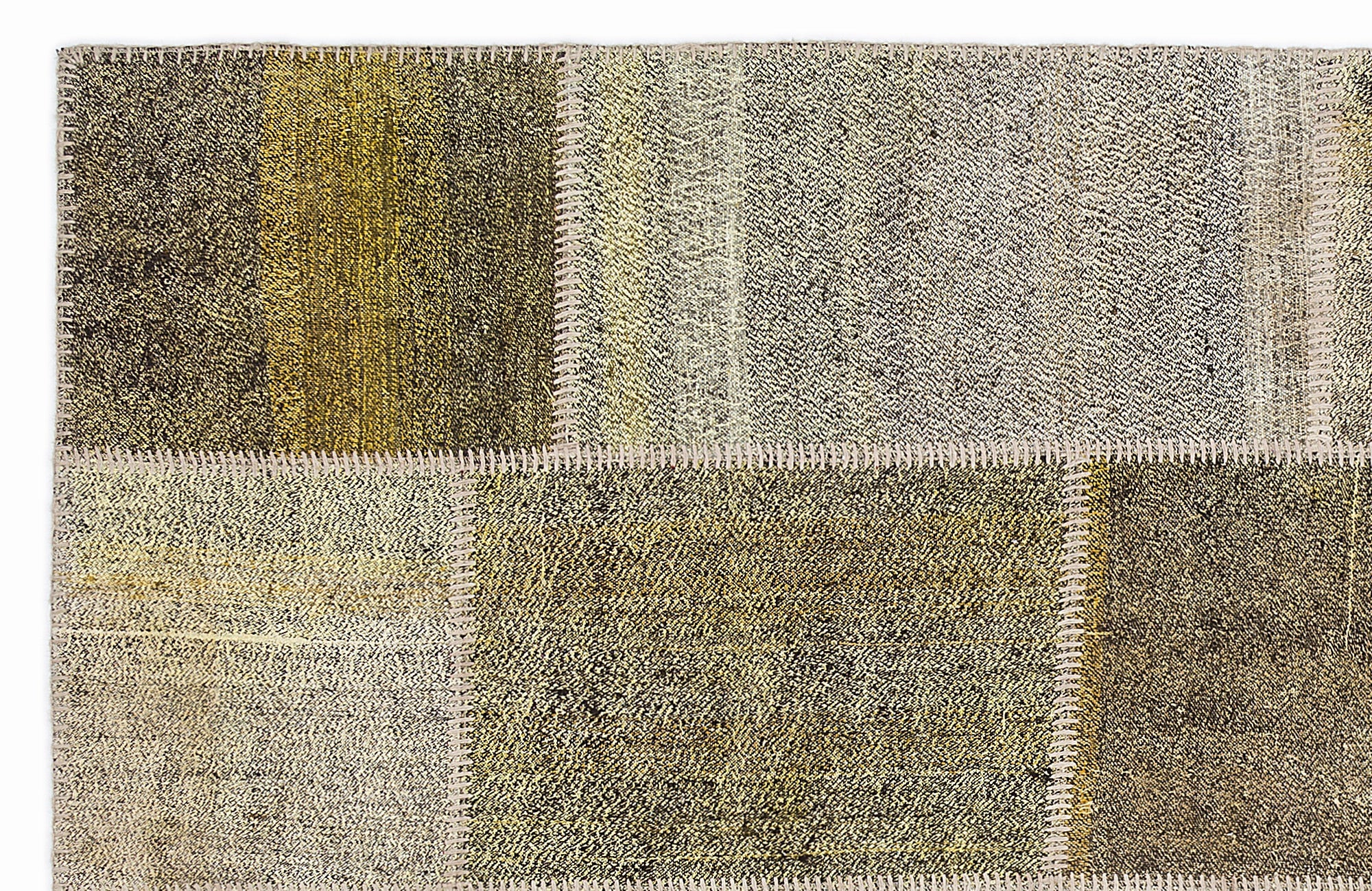 Teselya 1023 Pink Patchwork Wool Handmade Area Rug 5'3" x 7'7"