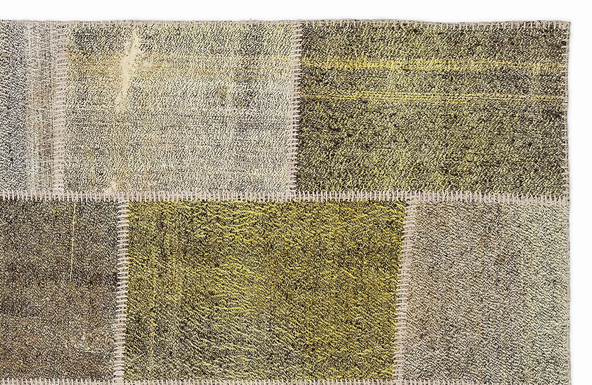 Teselya 1023 Pink Patchwork Wool Handmade Area Rug 5'3" x 7'7"