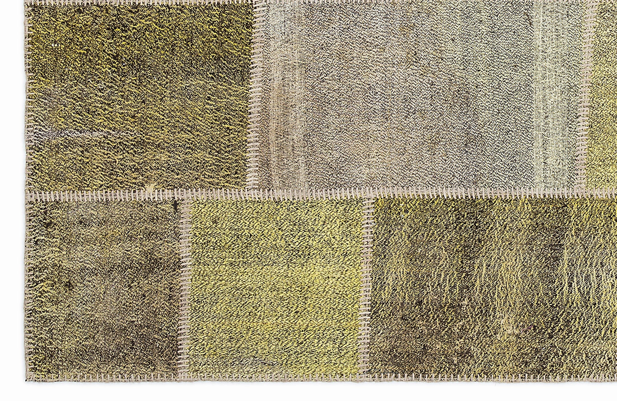 Teselya 1023 Pink Patchwork Wool Handmade Area Rug 5'3" x 7'7"