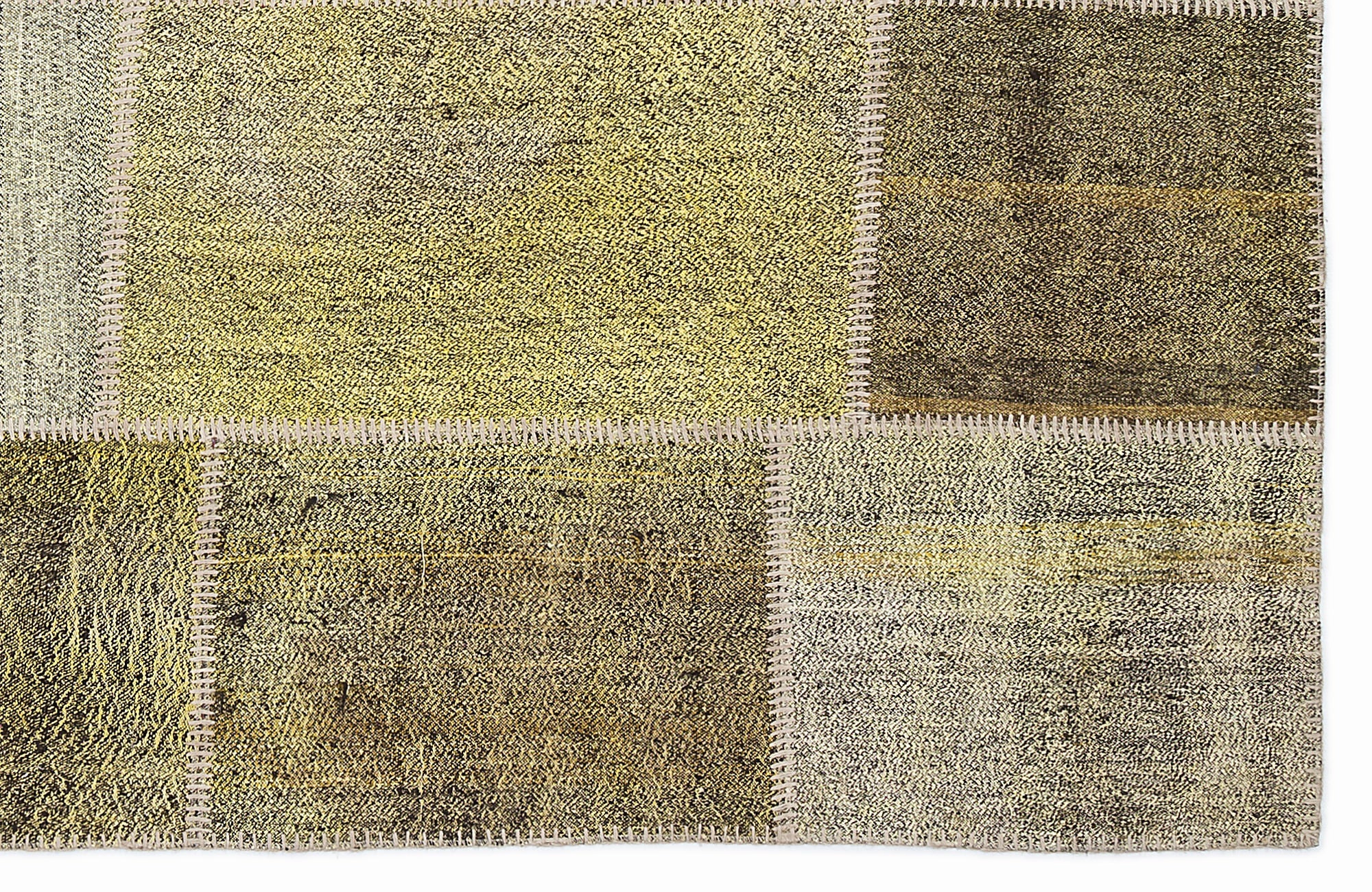 Teselya 1023 Pink Patchwork Wool Handmade Area Rug 5'3" x 7'7"
