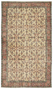 Atina Beige Vintage Wool Handmade Area Rug 5'4" x 9'3"