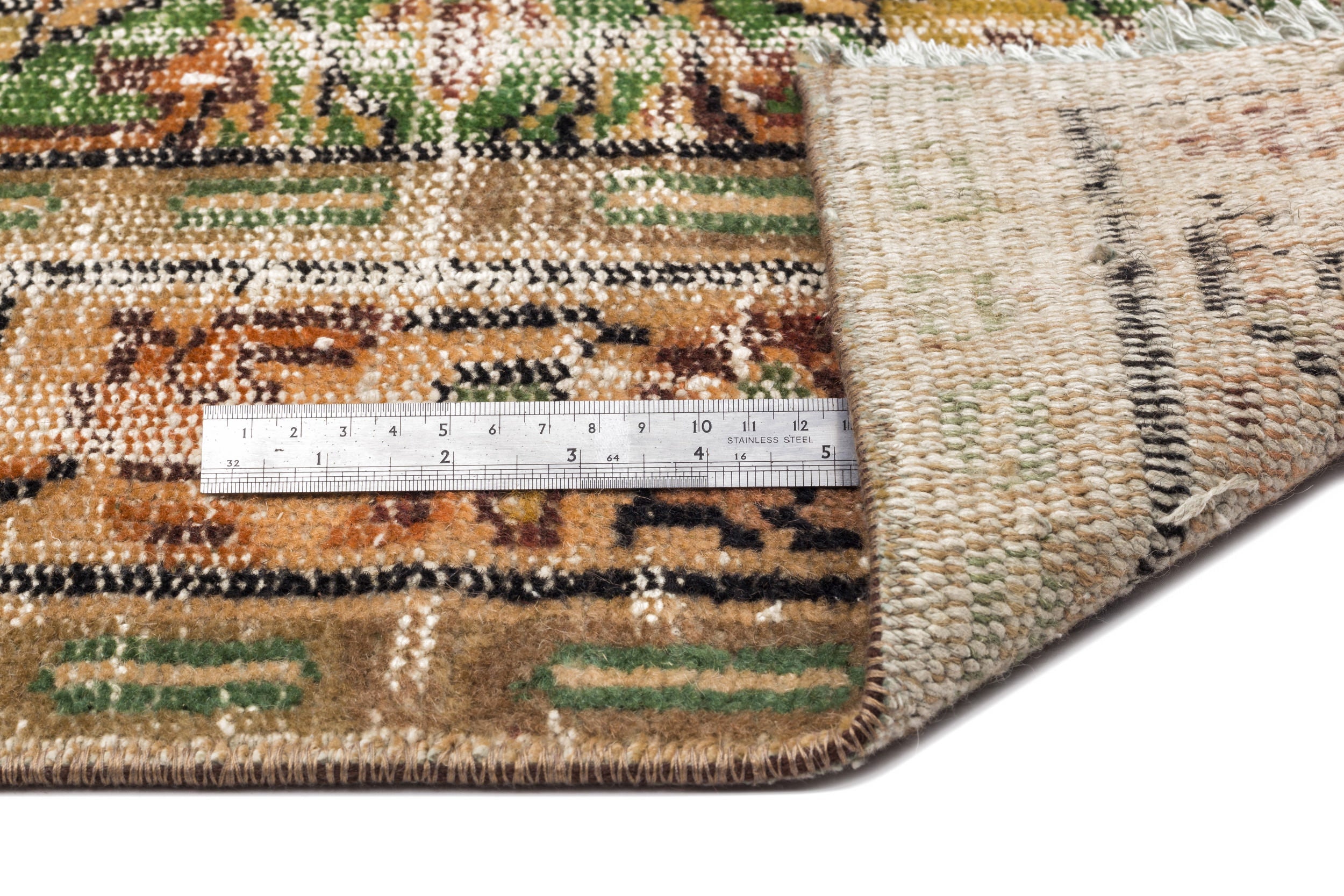 Atina Beige Vintage Wool Handmade Area Rug 5'8" x 9'11"