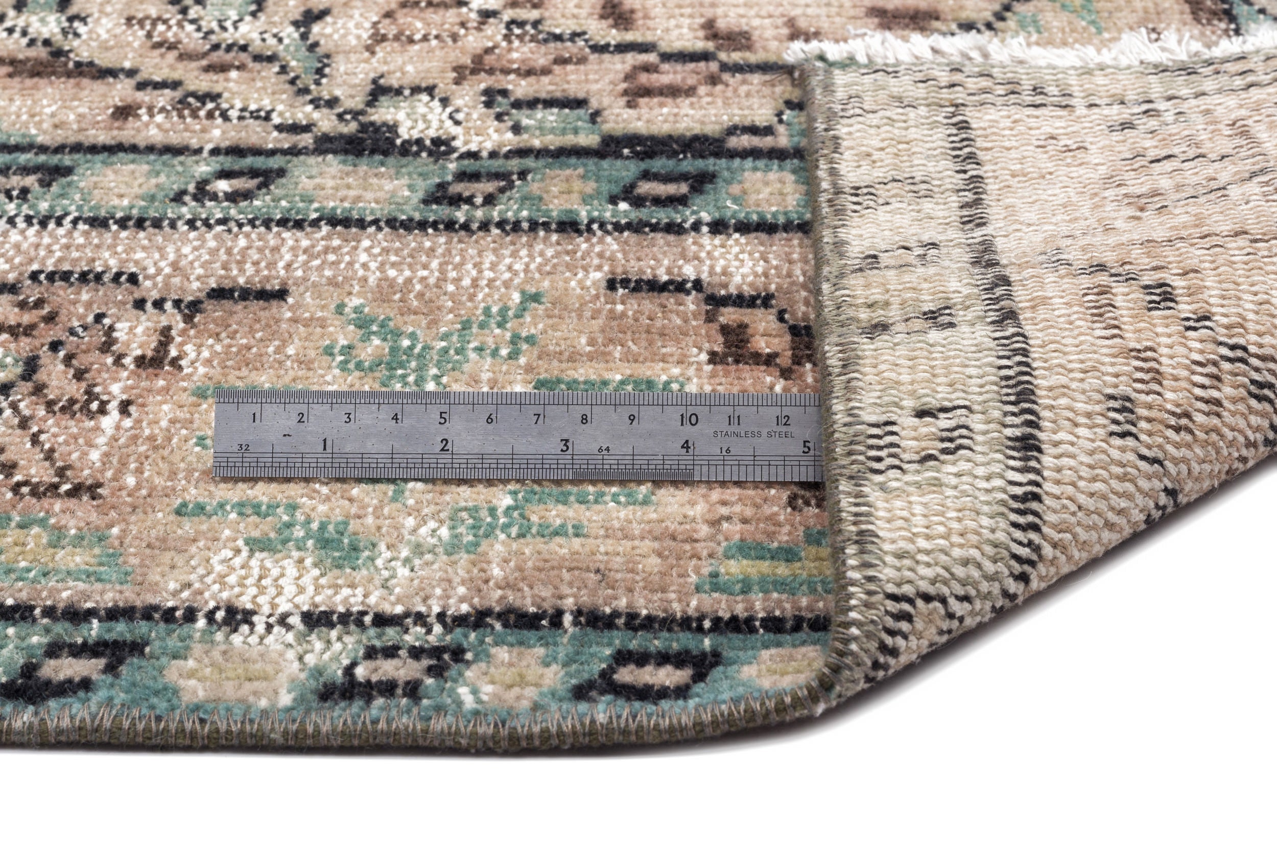 Atina Cream Vintage Wool Handmade Area Rug 6'0" x 8'9"
