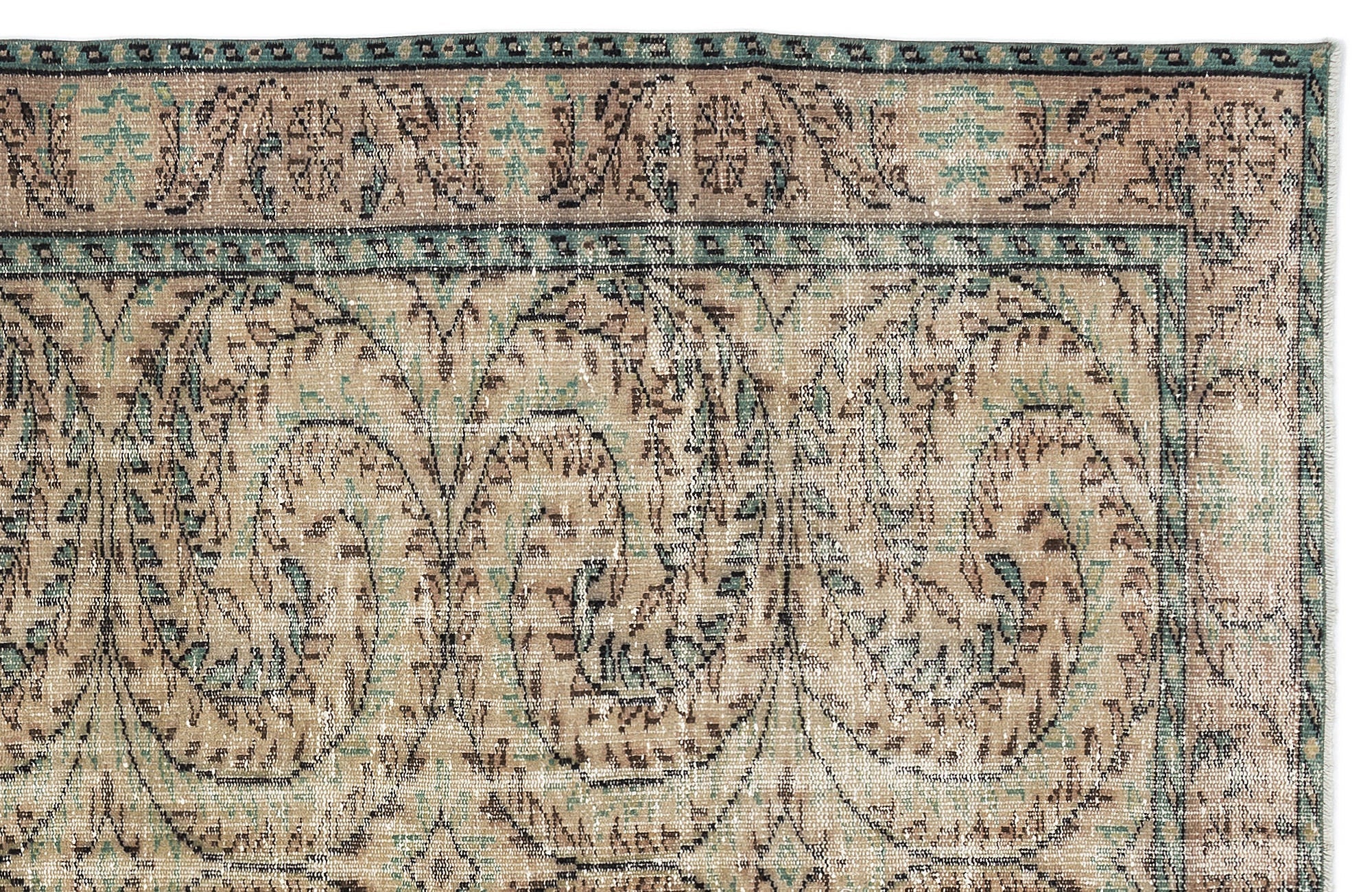 Atina Cream Vintage Wool Handmade Area Rug 6'0" x 8'9"