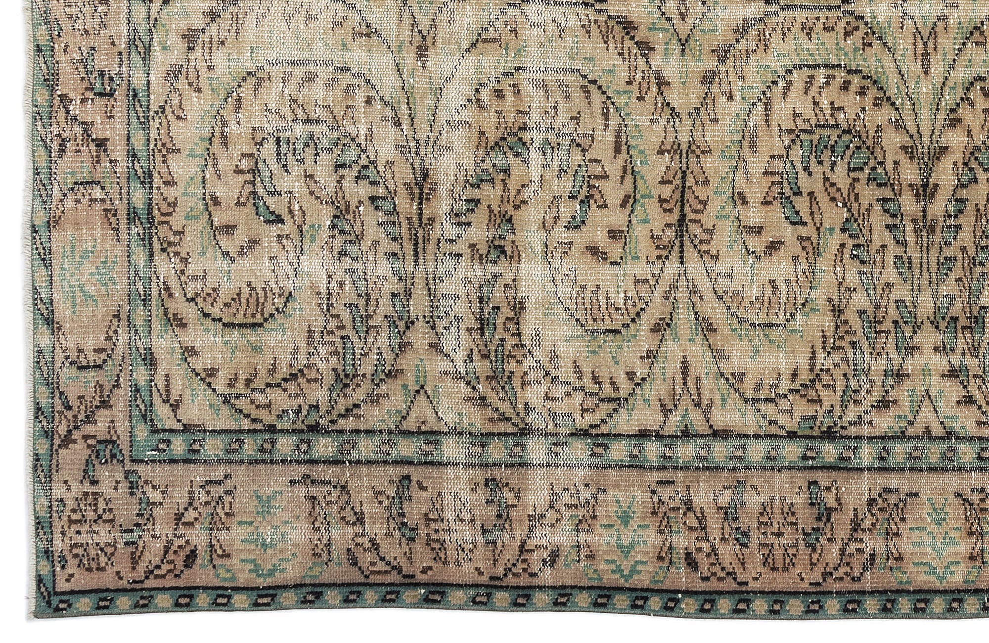 Atina Cream Vintage Wool Handmade Area Rug 6'0" x 8'9"