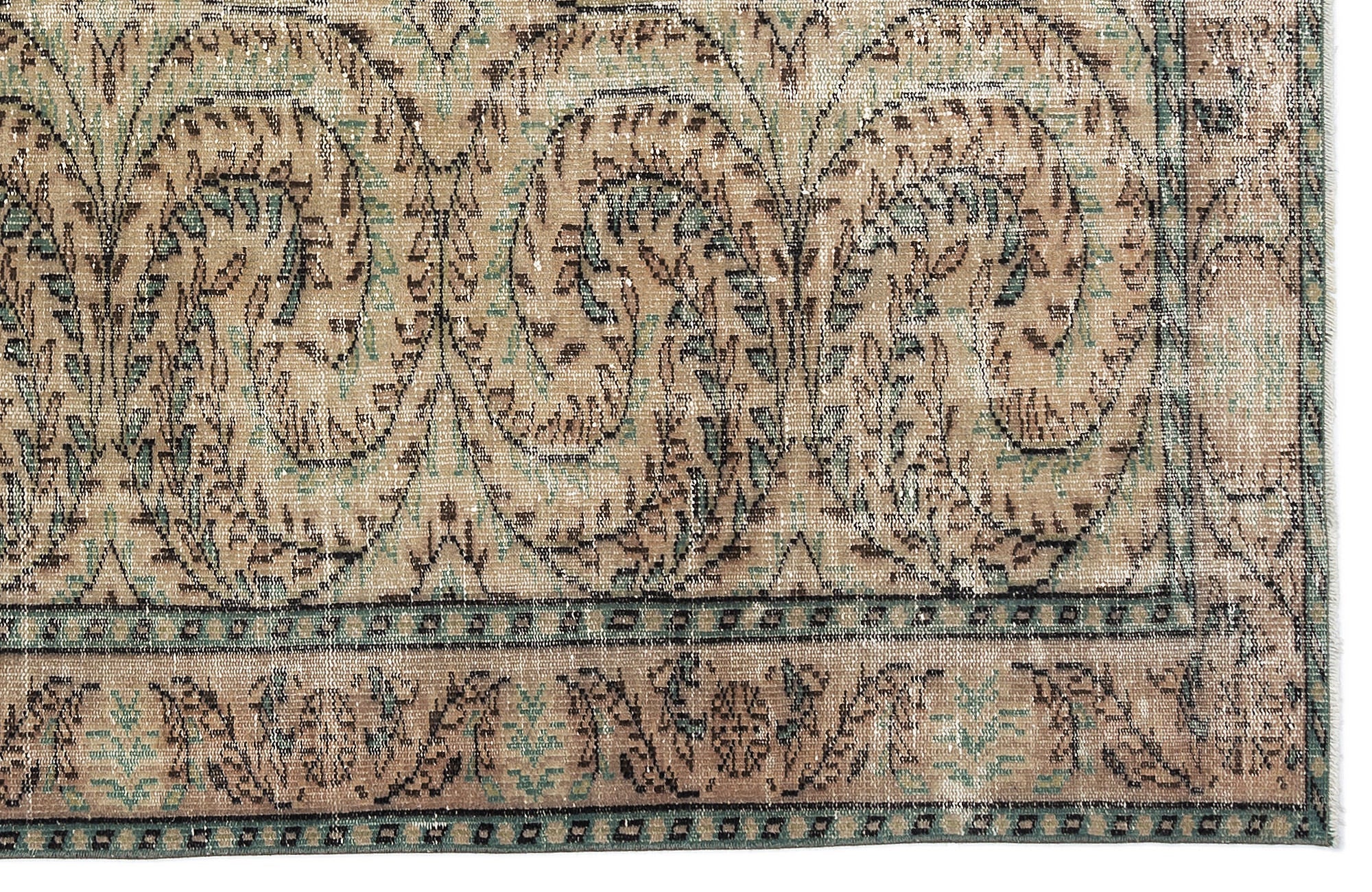 Atina Cream Vintage Wool Handmade Area Rug 6'0" x 8'9"