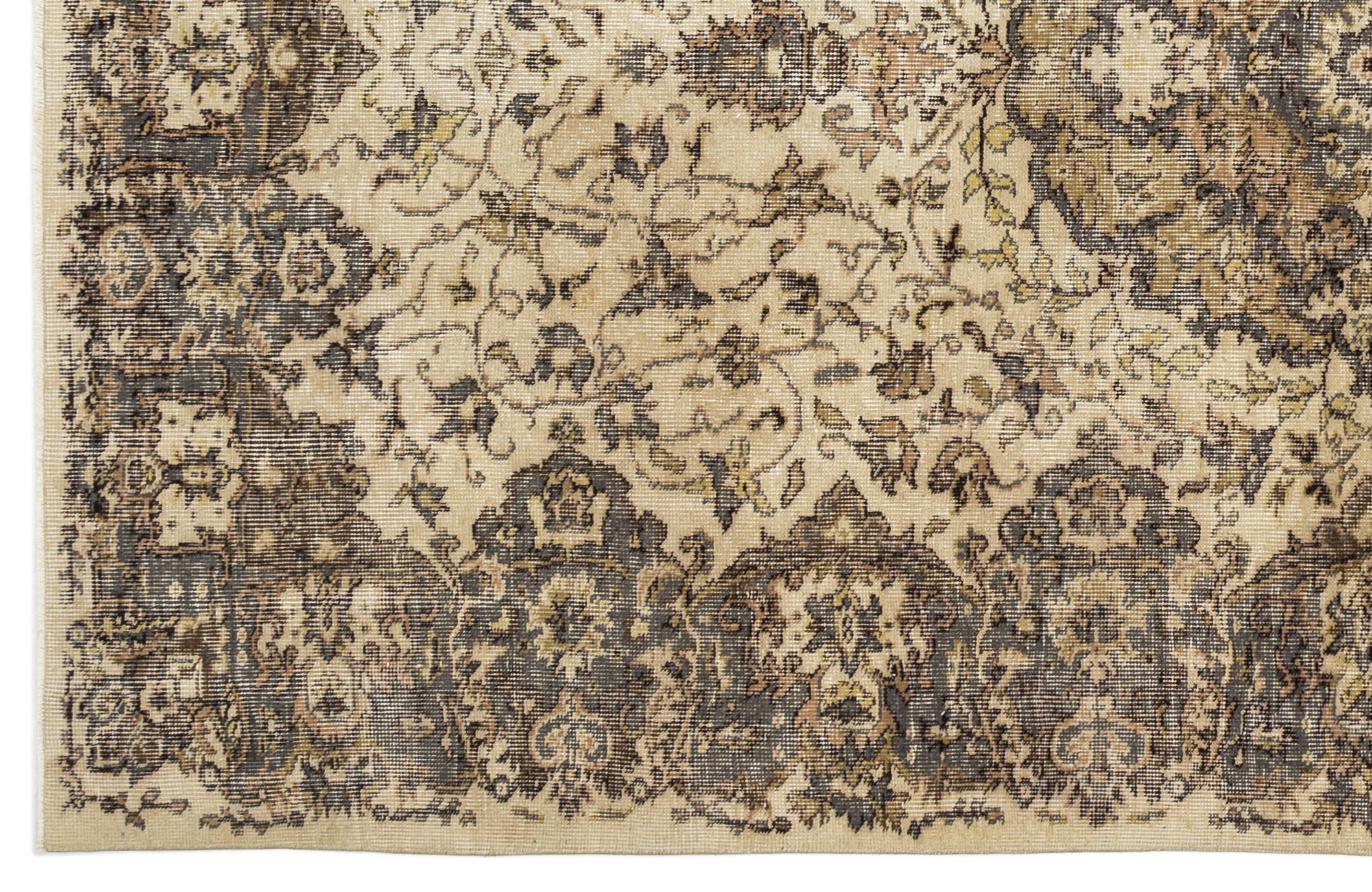 Atina Beige Vintage Wool Handmade Area Rug 5'5" x 9'3"