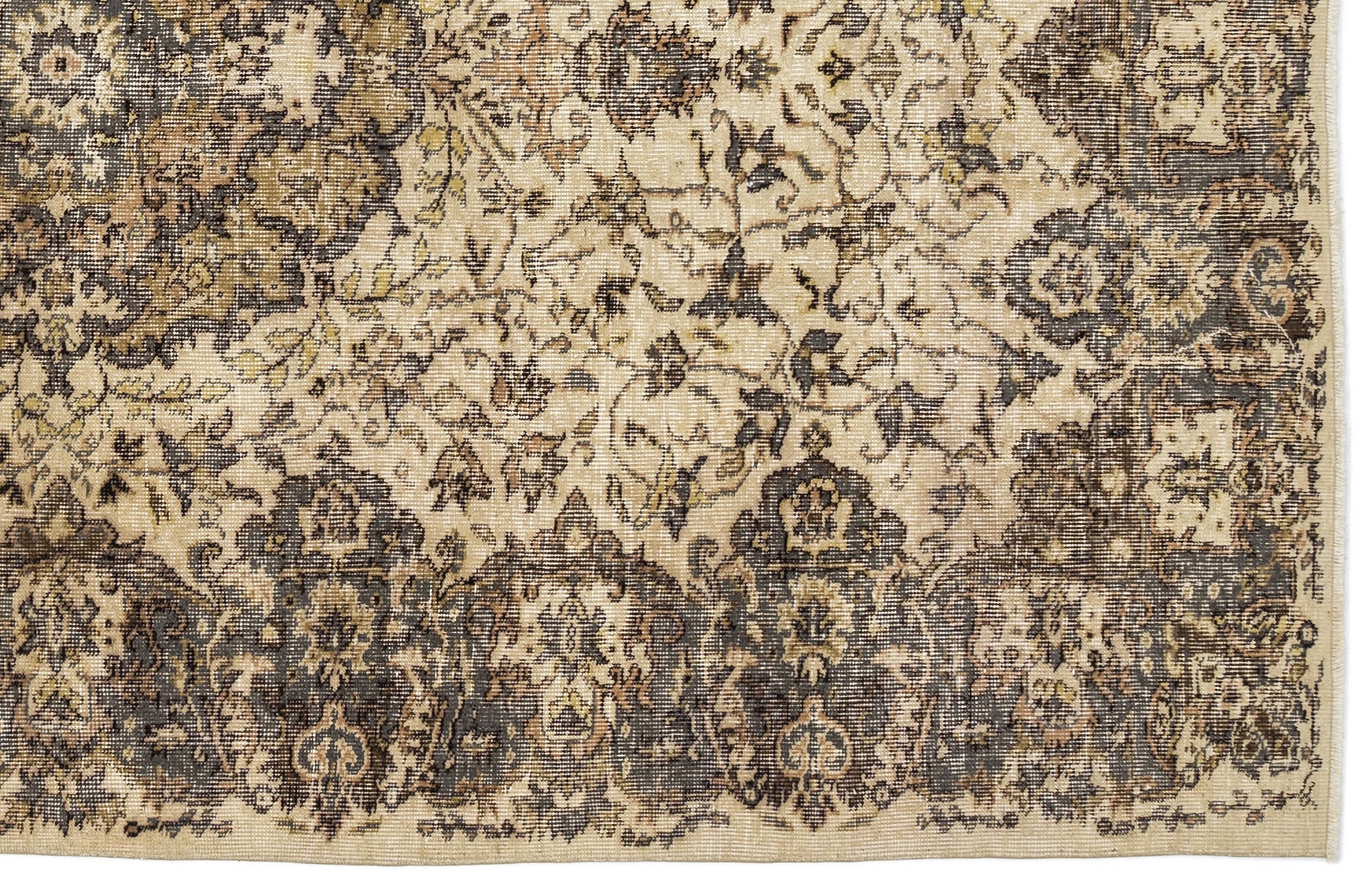 Atina Beige Vintage Wool Handmade Area Rug 5'5" x 9'3"