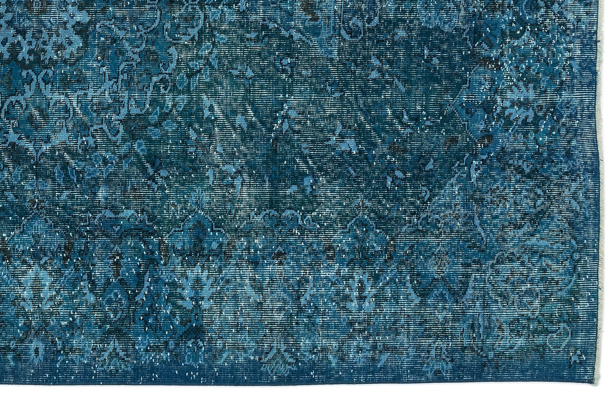 Purplea Turquoise Vintage Wool Handmade Area Rug 5'10" x 8'9"