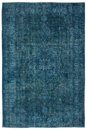 Purplea Turquoise Vintage Wool Handmade Area Rug 5'10" x 8'9"